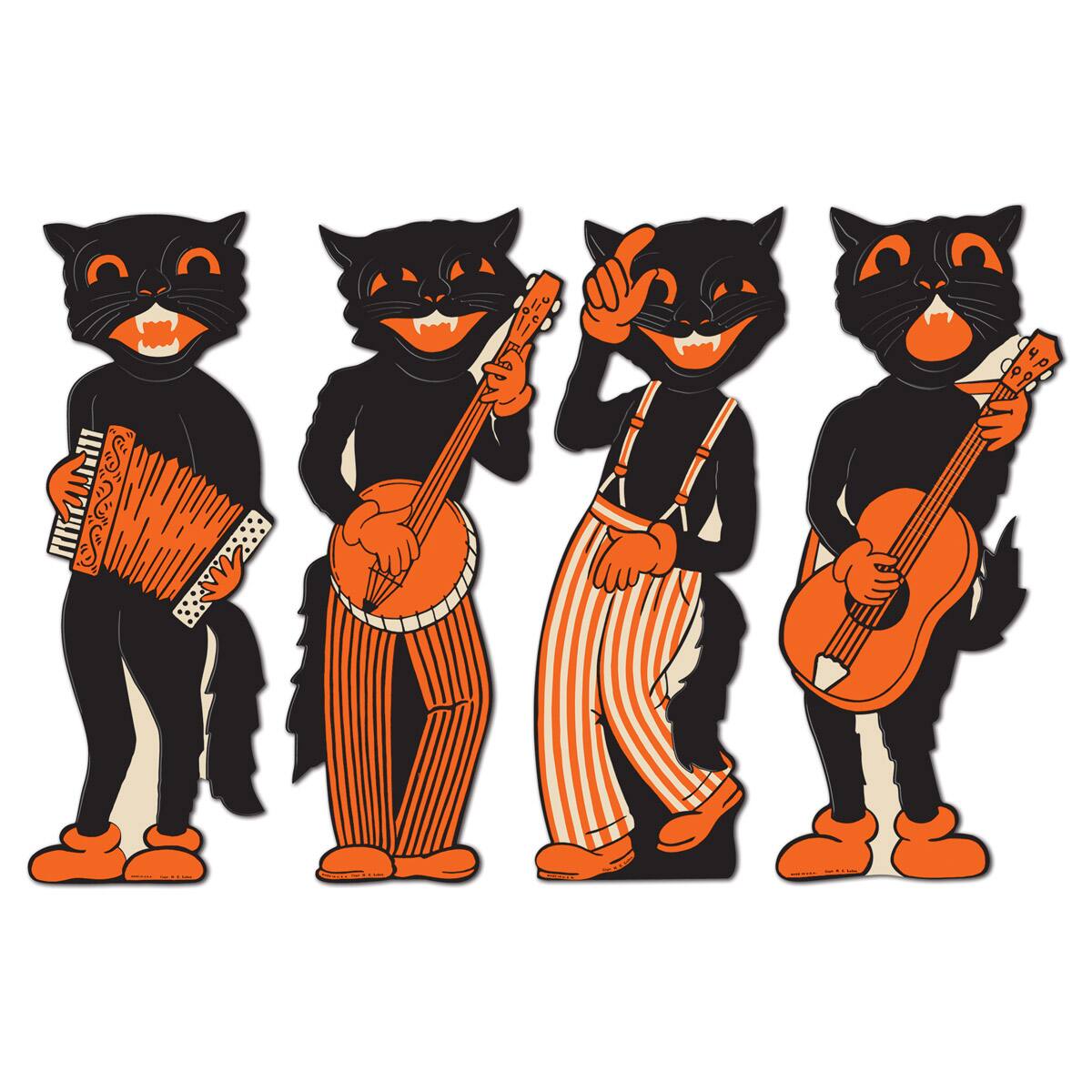 Beistle 17" Vintage Halloween Scat Cat Band Cutouts, 8ct.