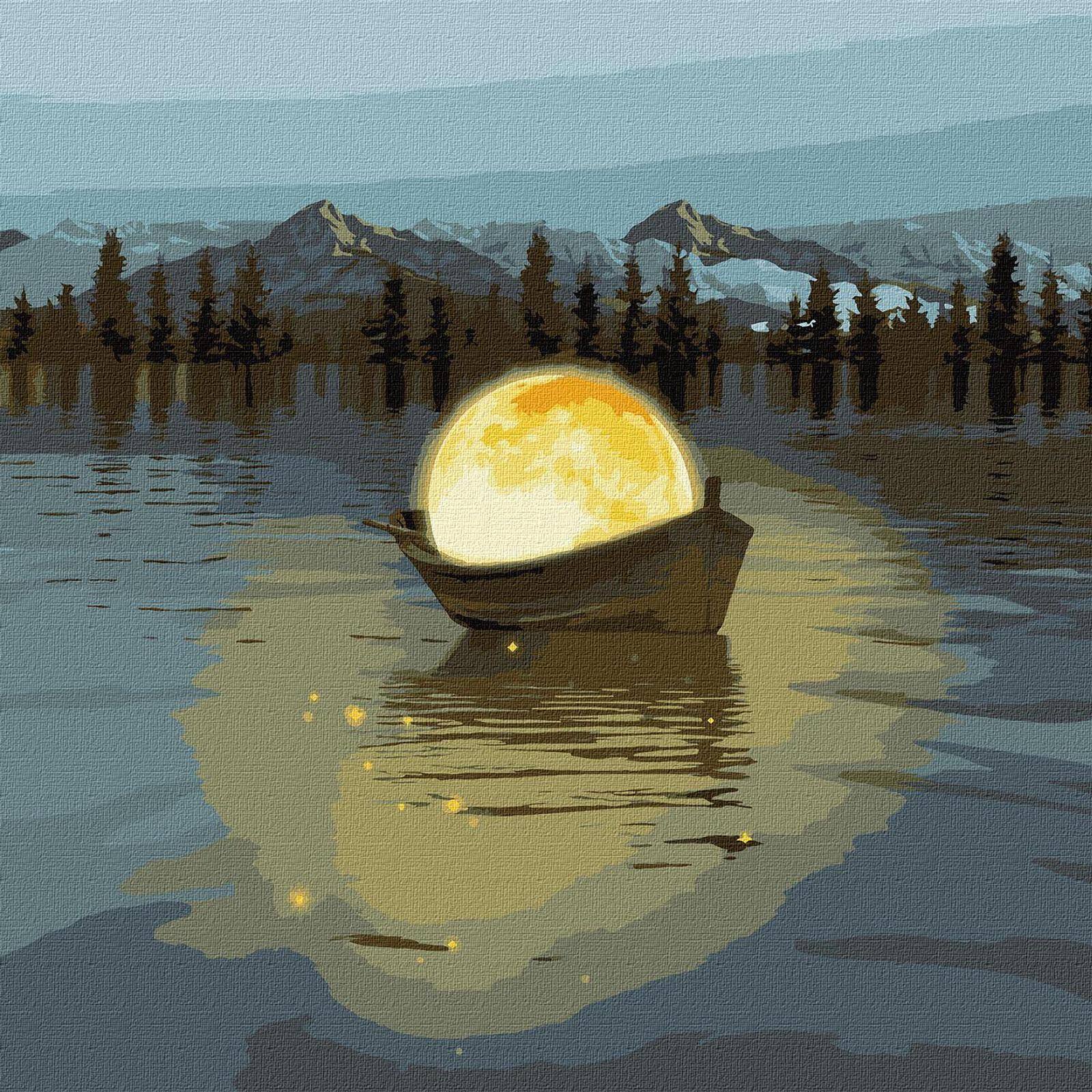 Ideyka Moon Boat with Metallic Painting by Numbers Kit