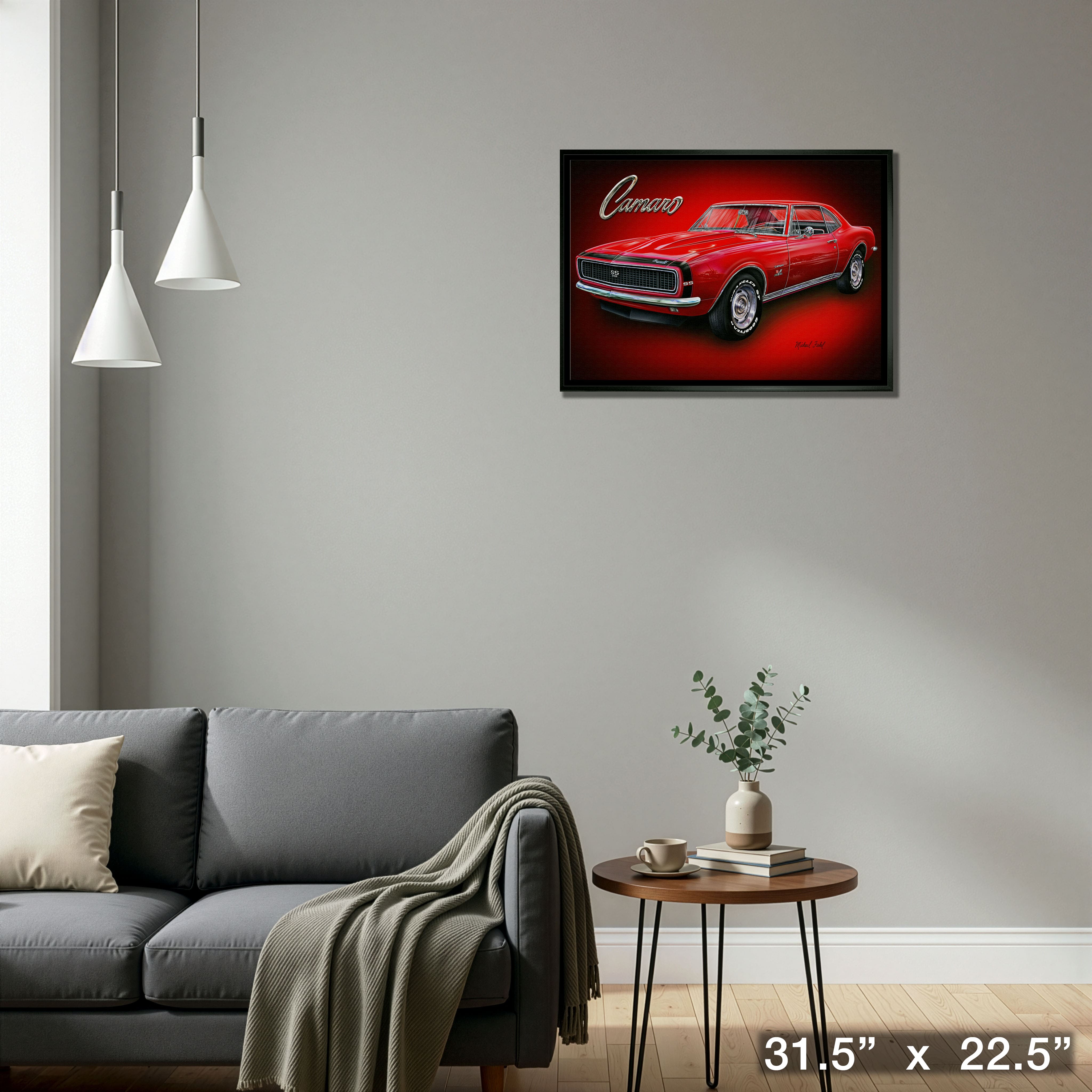 Camaro 20" x 29" Framed Canvas by Michael Fishel 31.5" x 22.5"