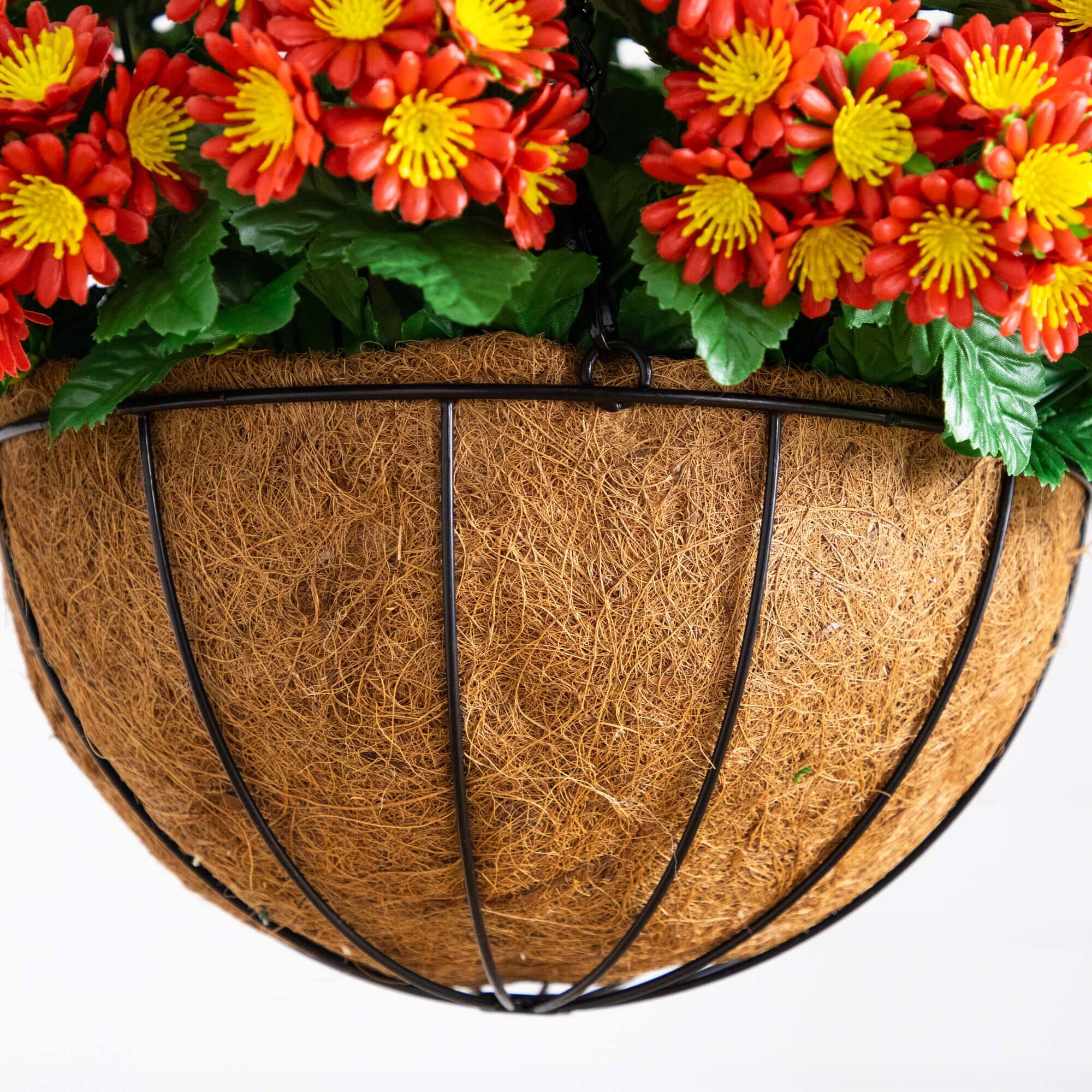 24in. UV Resistant Artificial Chrysanthemum Hanging Basket (Indoor/Outdoor)