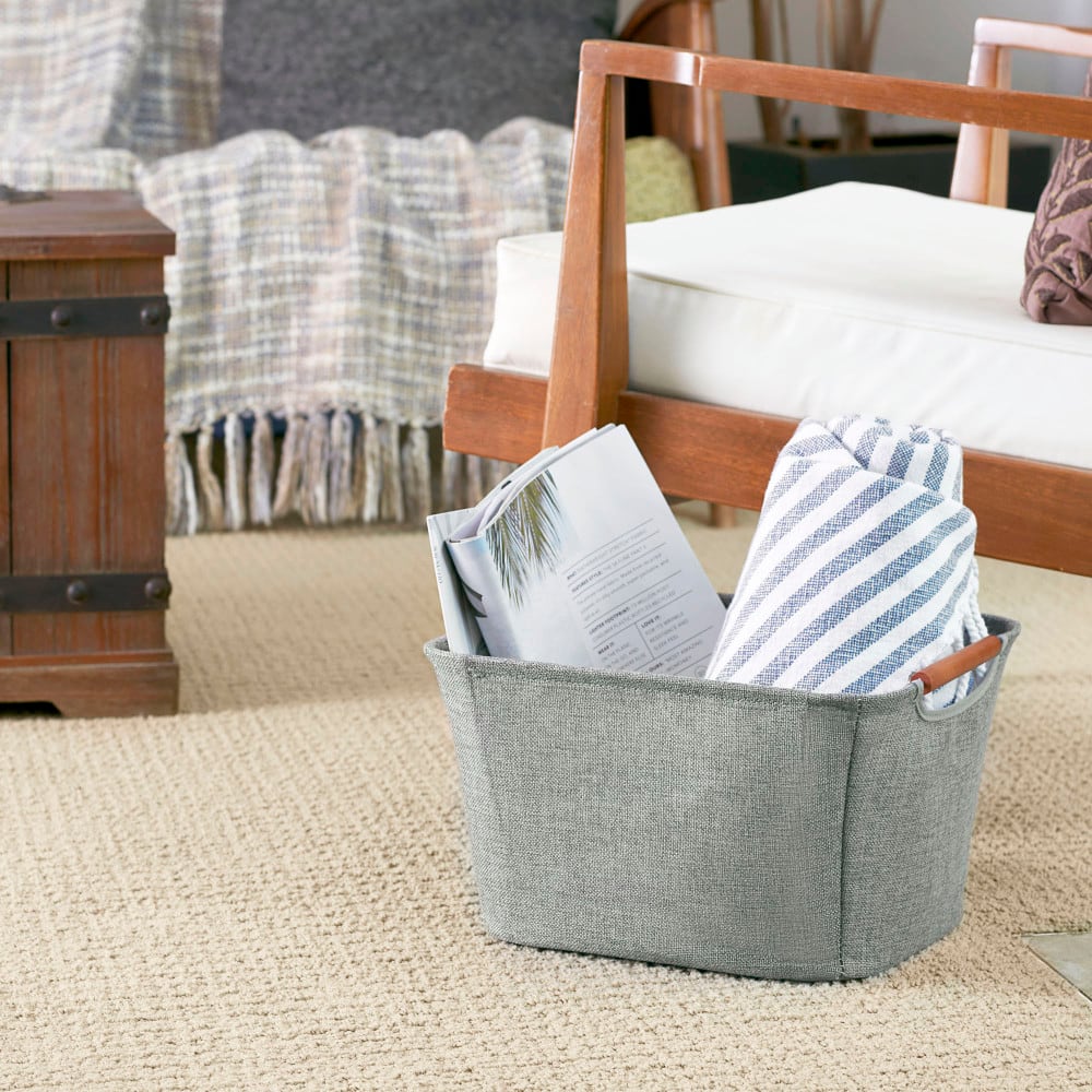 Household Essentials Storage Bin with Wood Handles