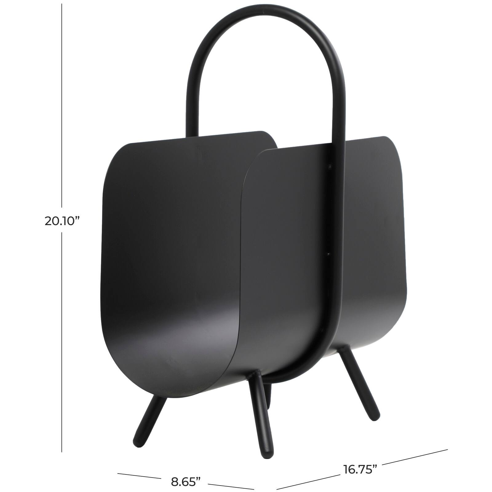 20" Black Metal Curved Magazine Holder
