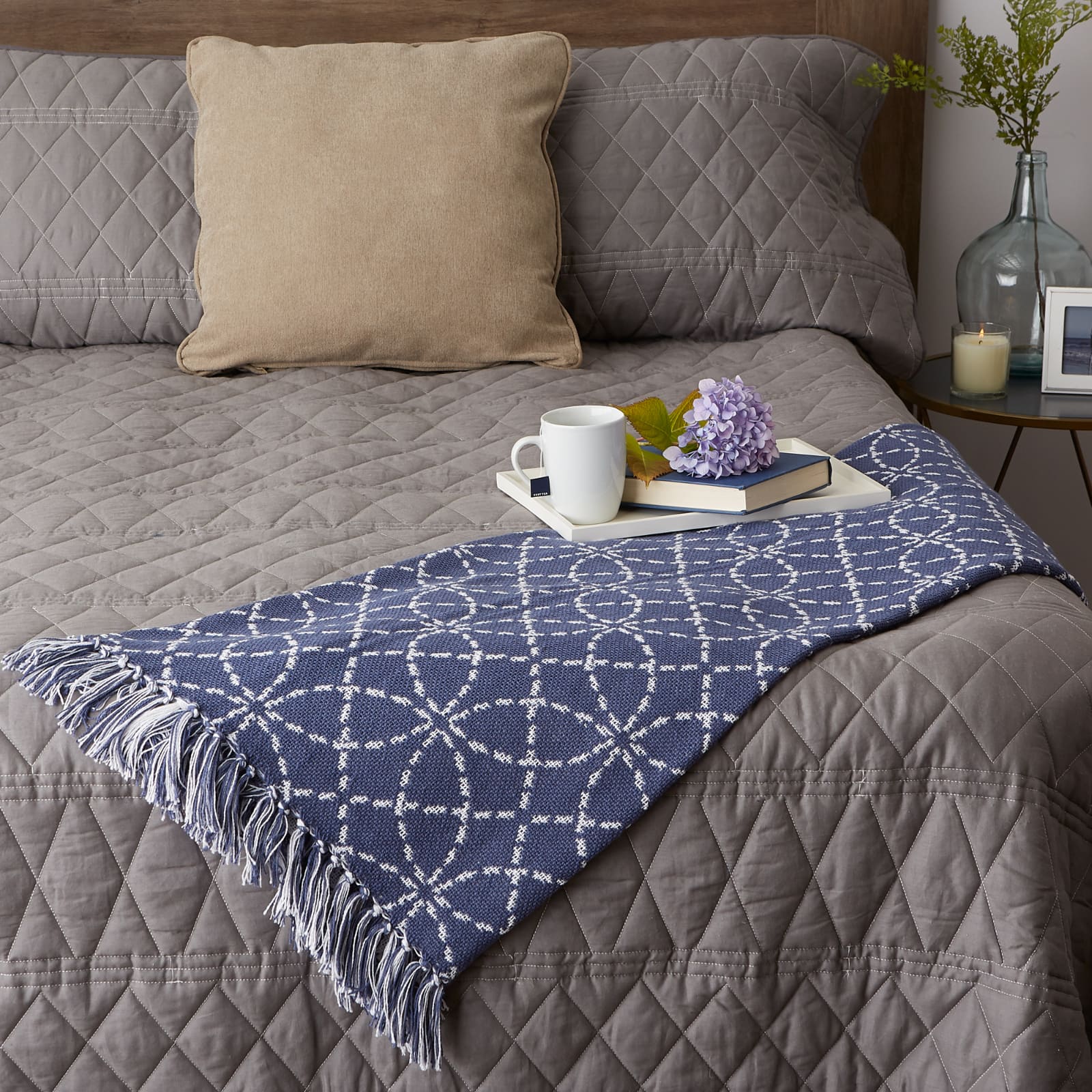 French Blue Concentric Circles Throw