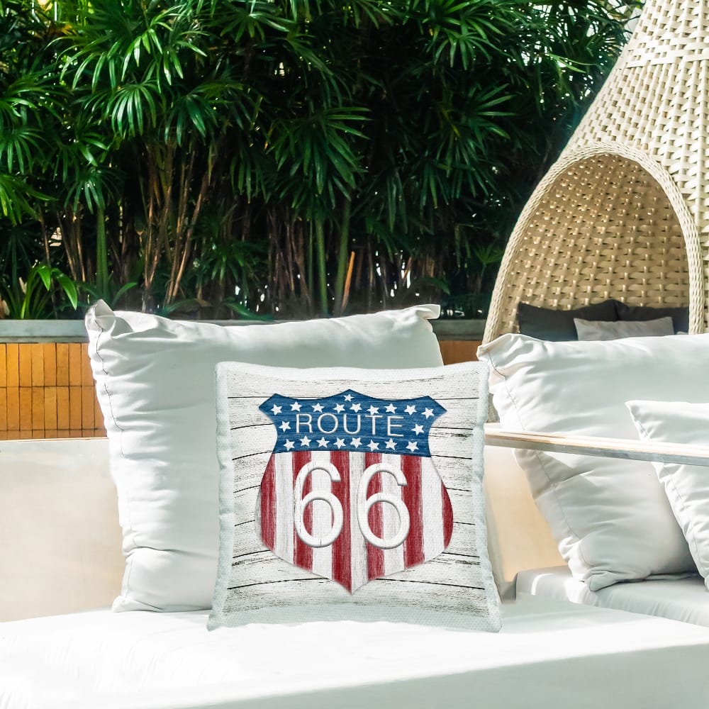 Stupell Industries Rustic Route 66 Outdoor Printed Pillow
