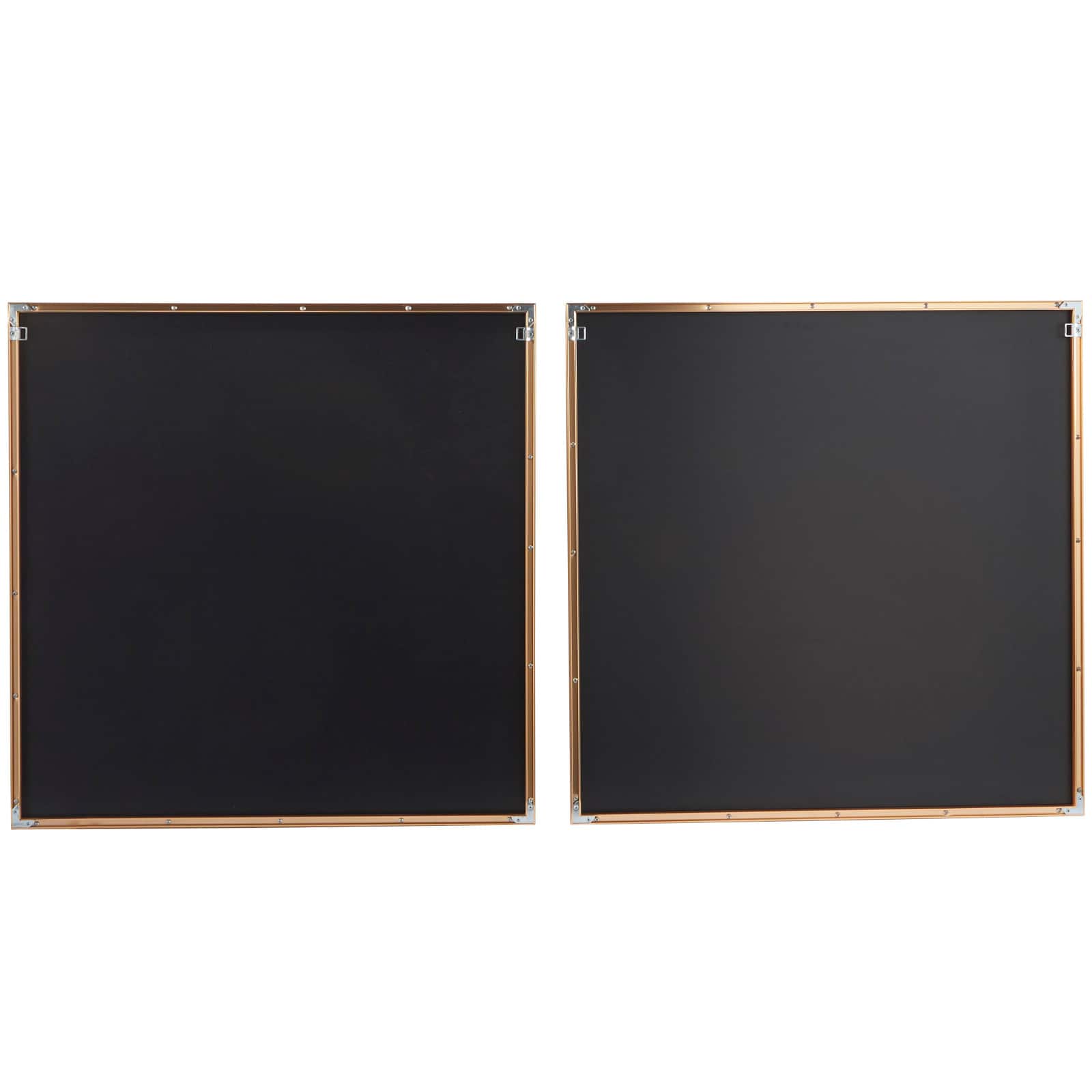 CosmoLiving by Cosmopolitan Gold Porcelain Swirl Starburst Framed Wall Art with Gold Aluminum Frame Set of 2 32", 32"