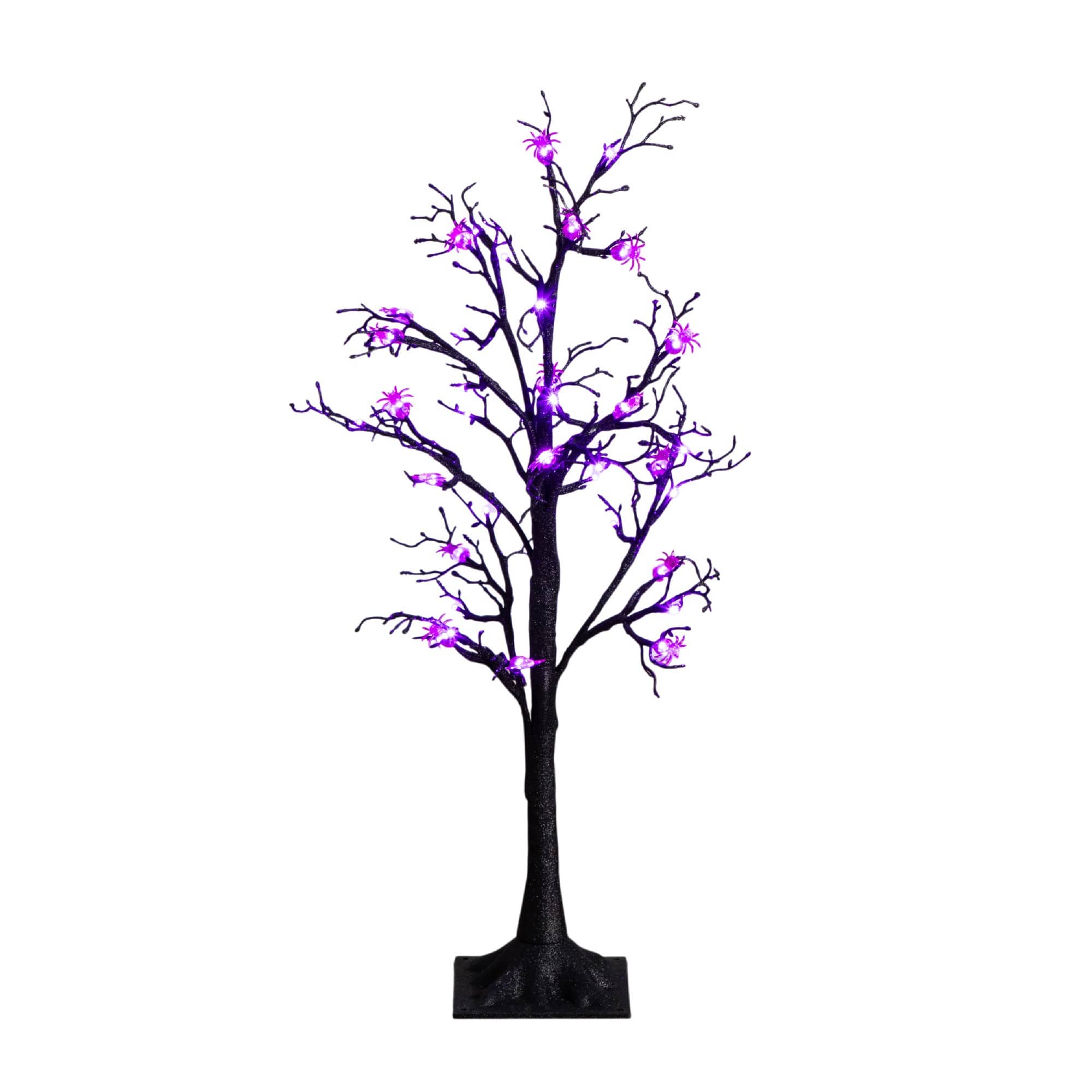 3ft. Pre-Lit Artificial Halloween Spider Twig Tree with 36 Purple LED Lights