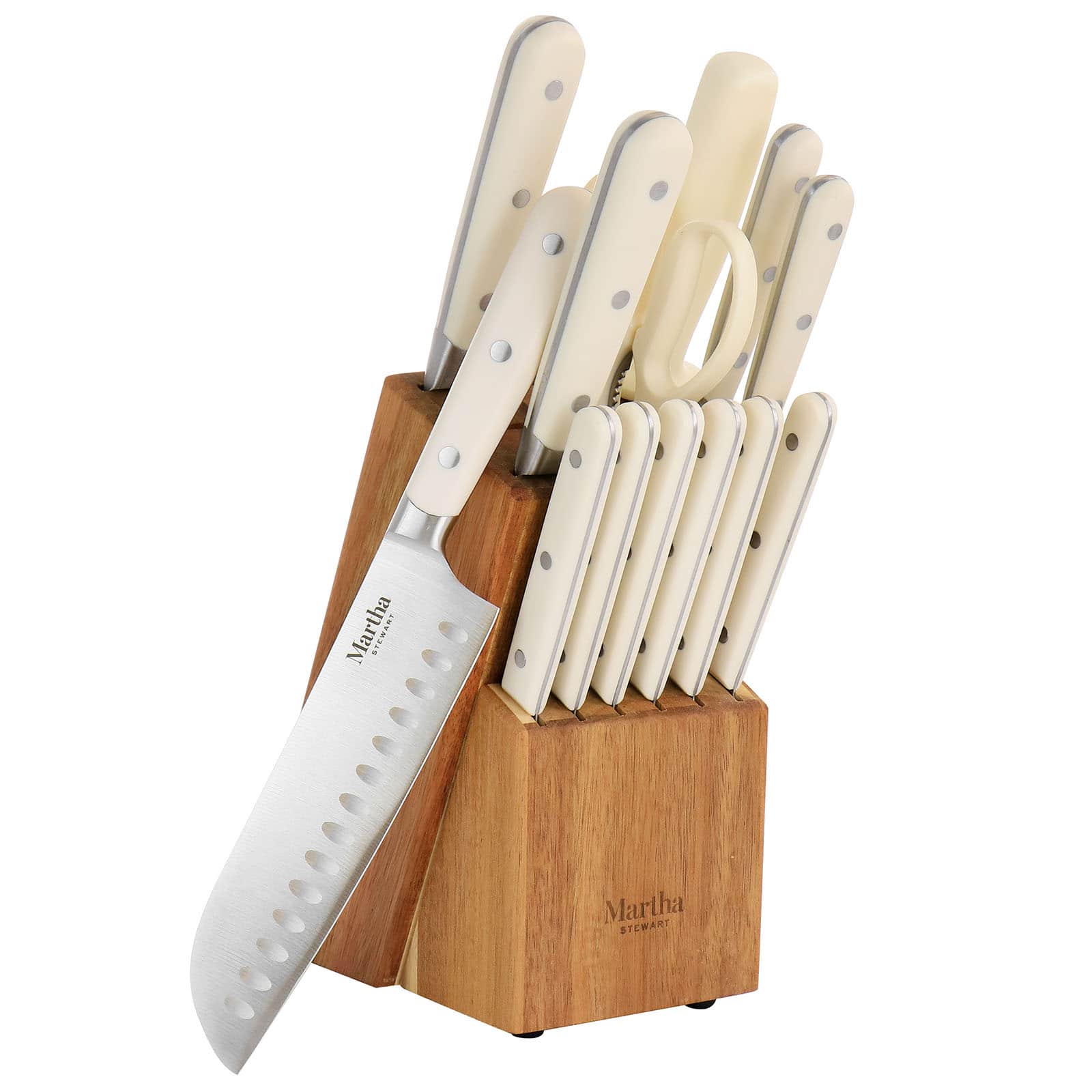 Martha Stewart Cream Stainless Steel 14 Piece Cutlery & Knife Block Set