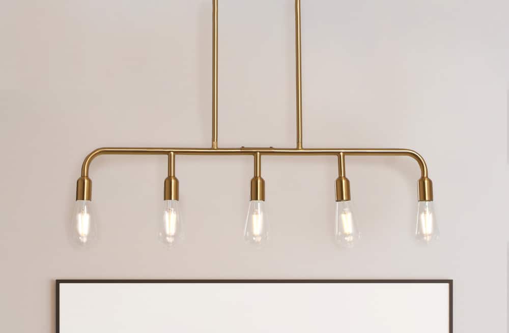 Hello Honey® Robert Stevenson Lighting Benson Exposed Bulb Metal 5-Light Linear Chandelier