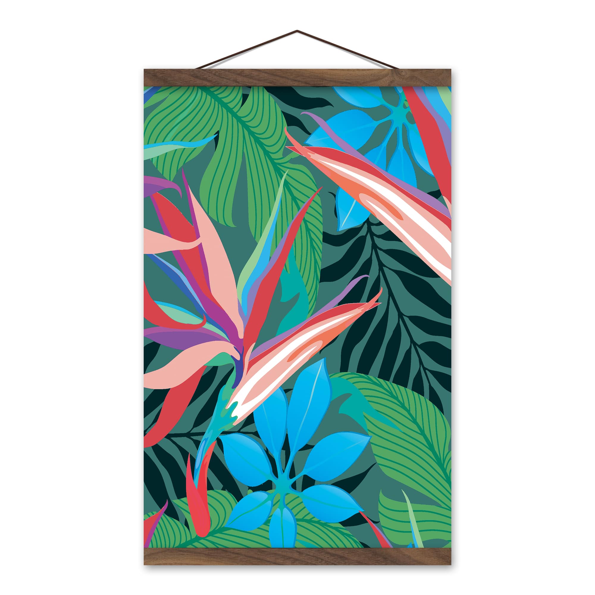 Island Palms Teak Hanging Canvas