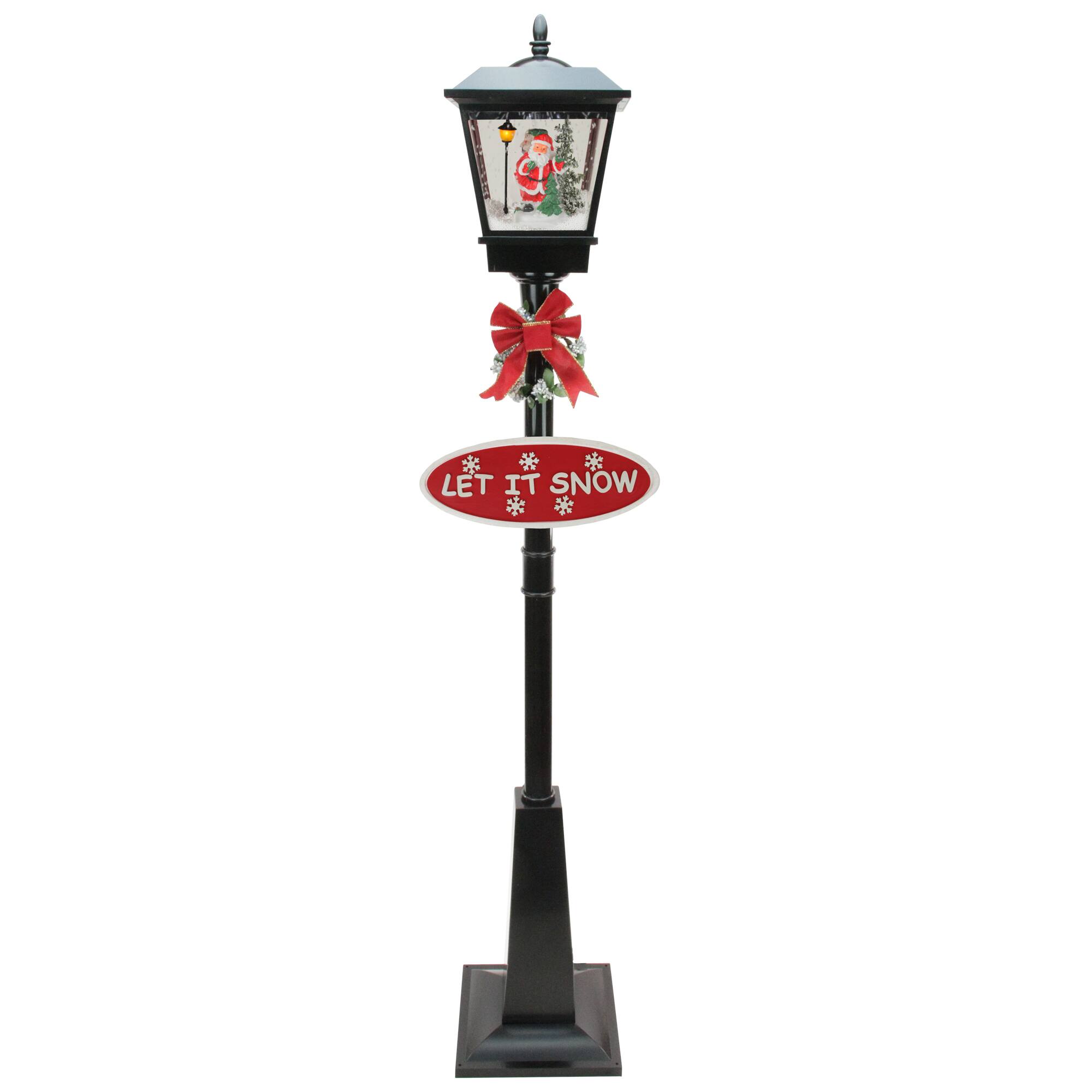 6ft. Black LED Musical Snowing Santa Christmas Street Lamp