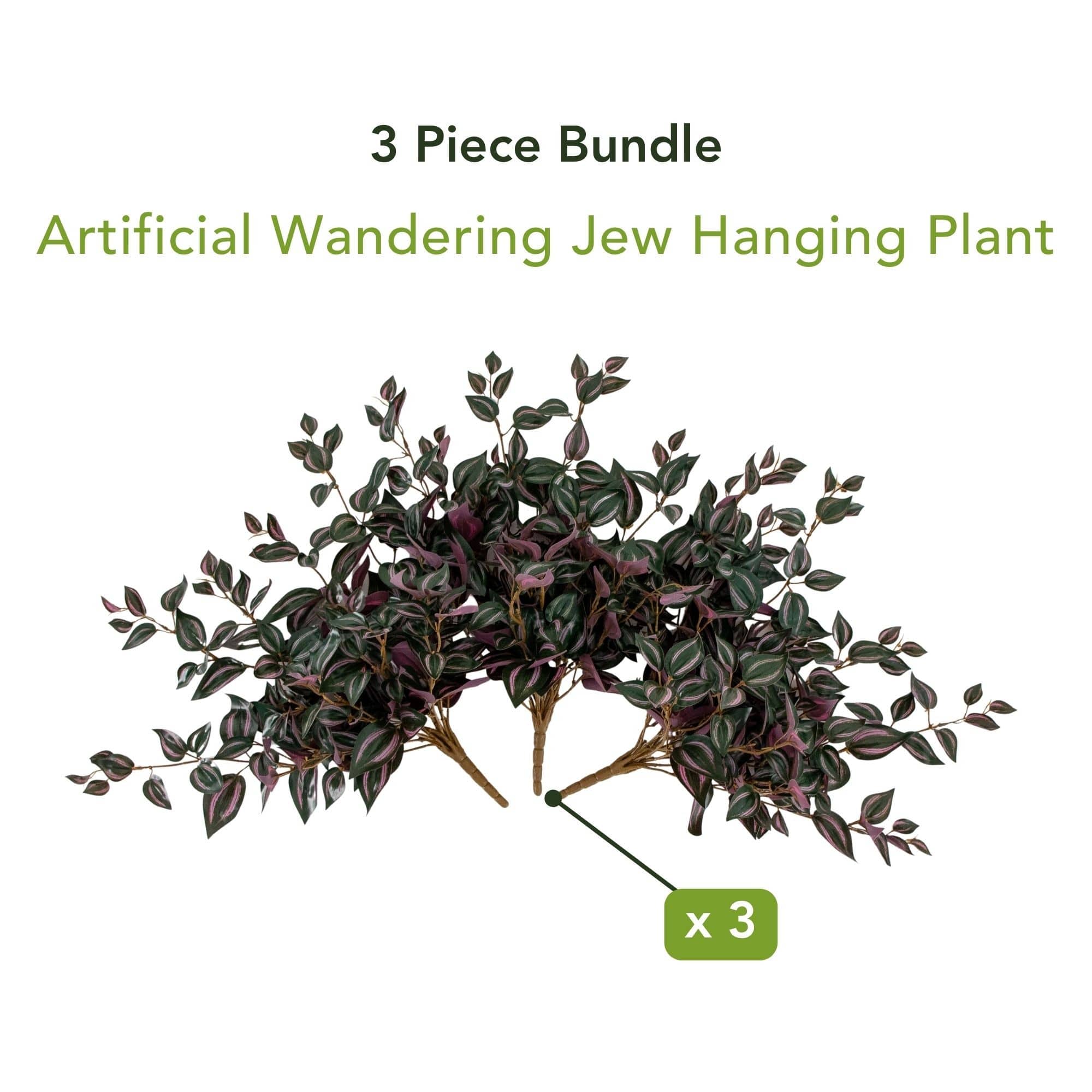 24" UV Resistant Artificial Wandering Jew Hanging Plant (Indoor/Outdoor)- Set of 3