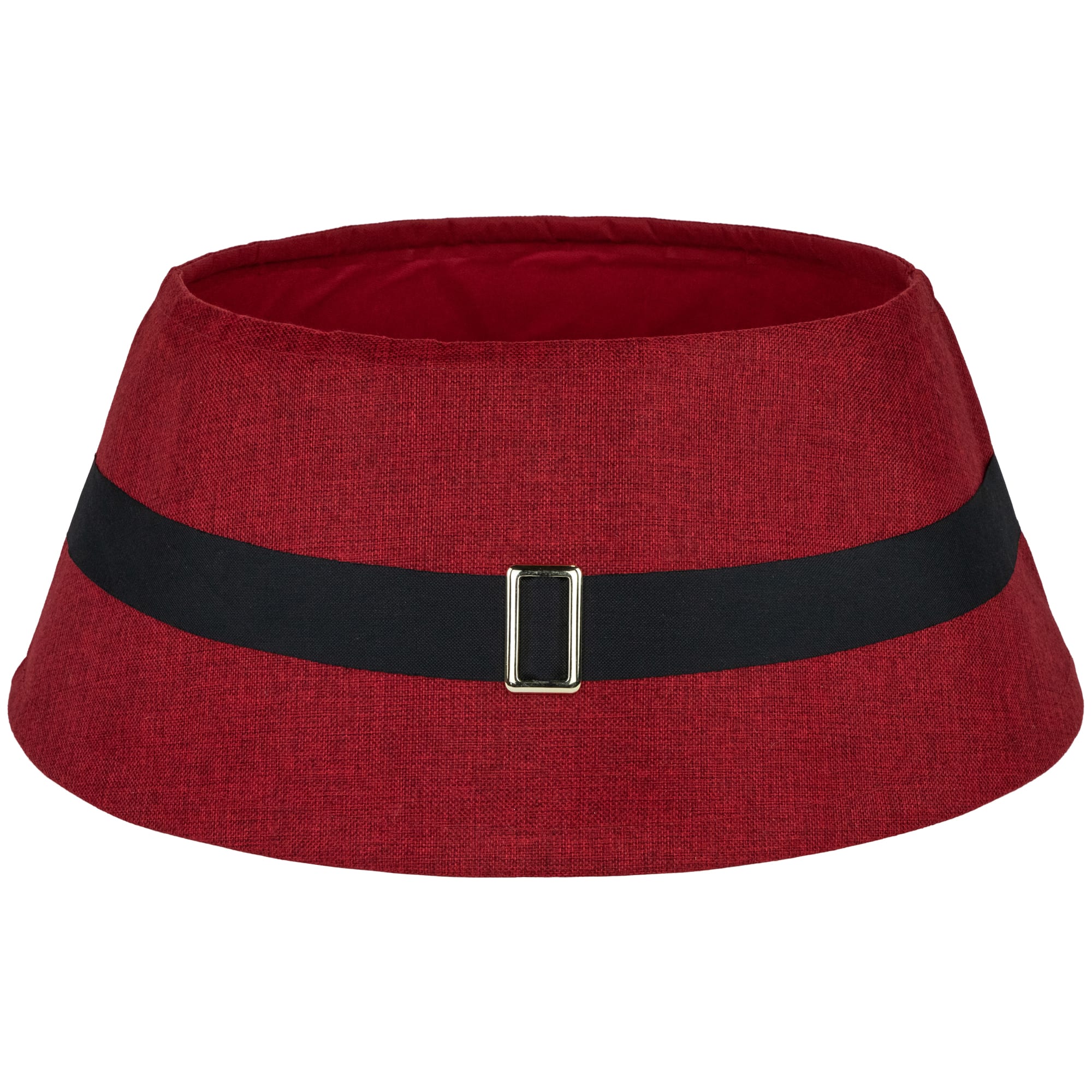 26.75" Red Santa's Belt Round Christmas Tree Collar