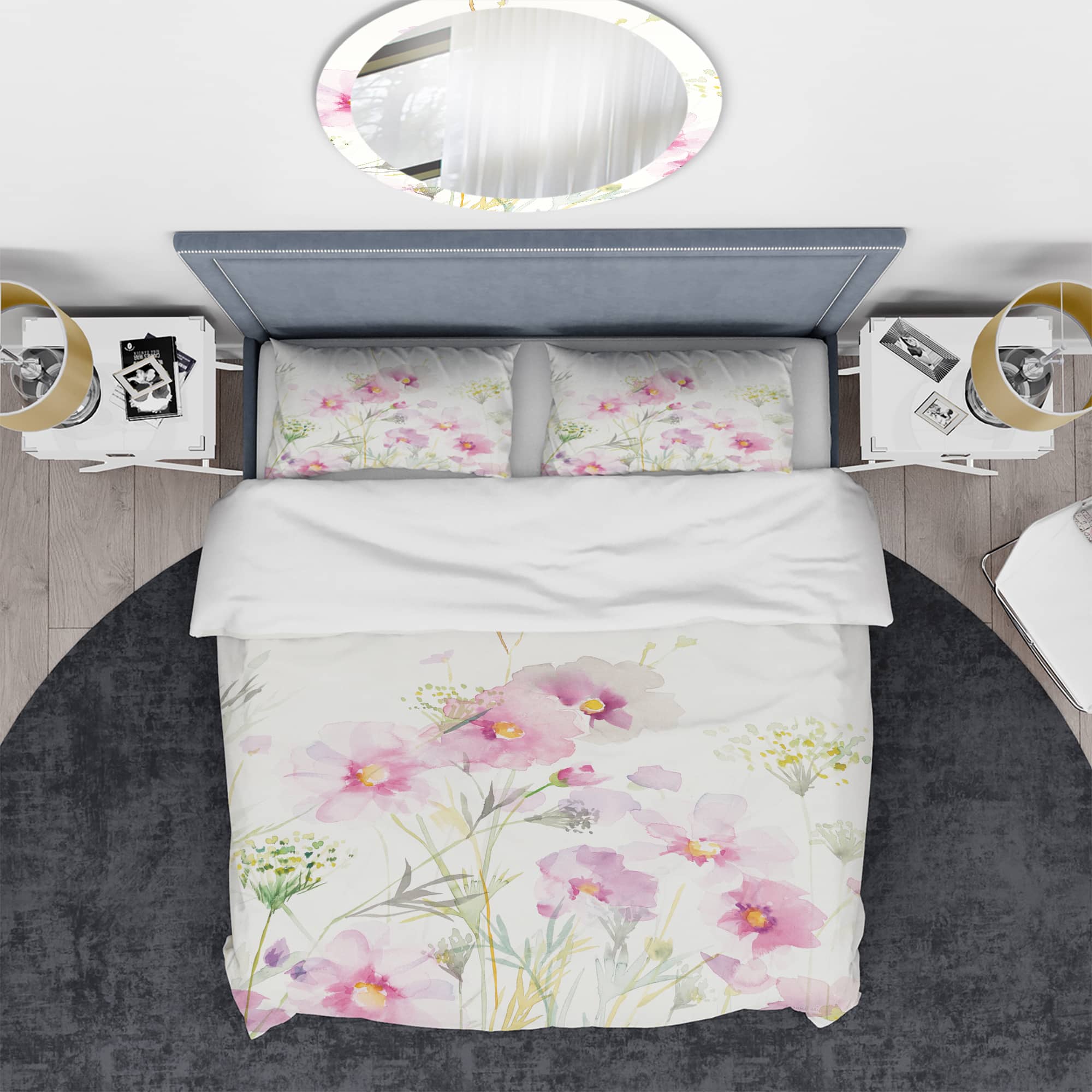 Designart 'Shabby Flower IV' Shabby Bedding Set - Duvet Cover & Shams