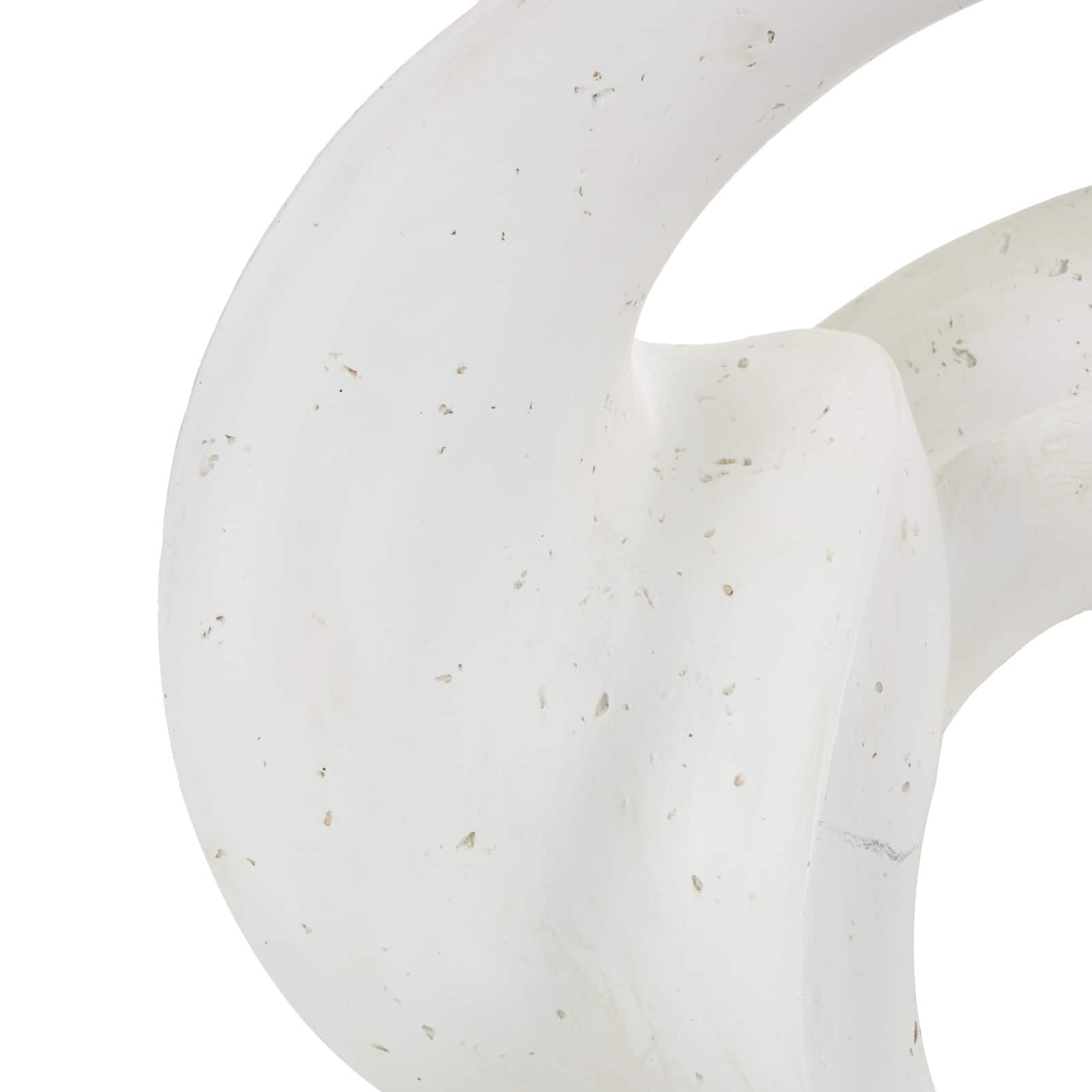 19.75" White Abstract Wavy Shaped Decorative Sculpture with Cutouts & Speckled Texturing