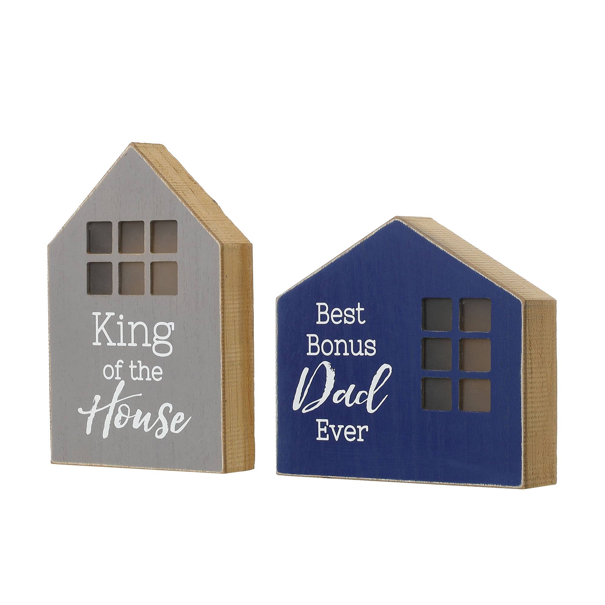 Glitzhome® Lighted Father's Day Table Block Sign Set