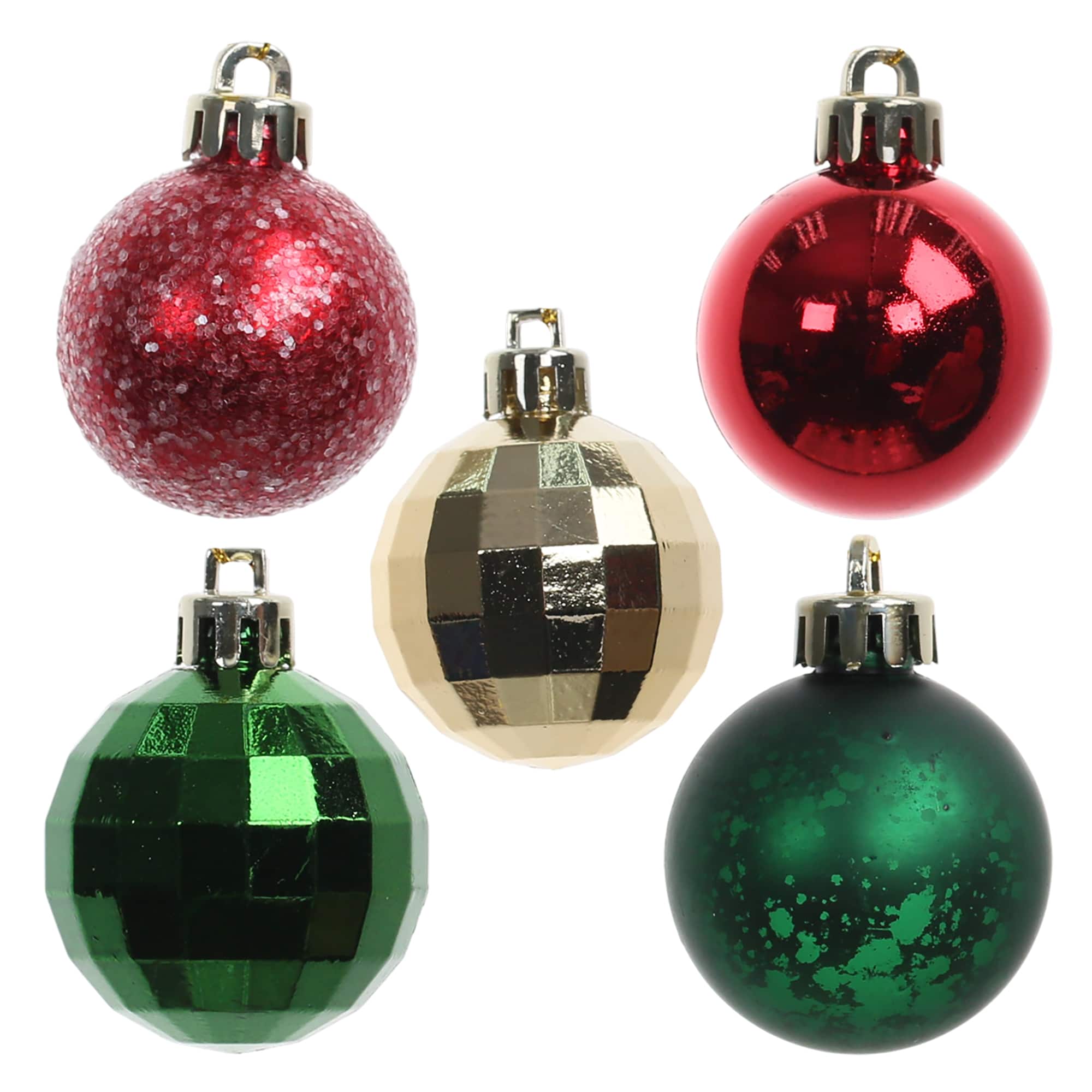 7 Pack 40mm Classic Holiday Disco Shatterproof Ball Ornaments by Ashland®