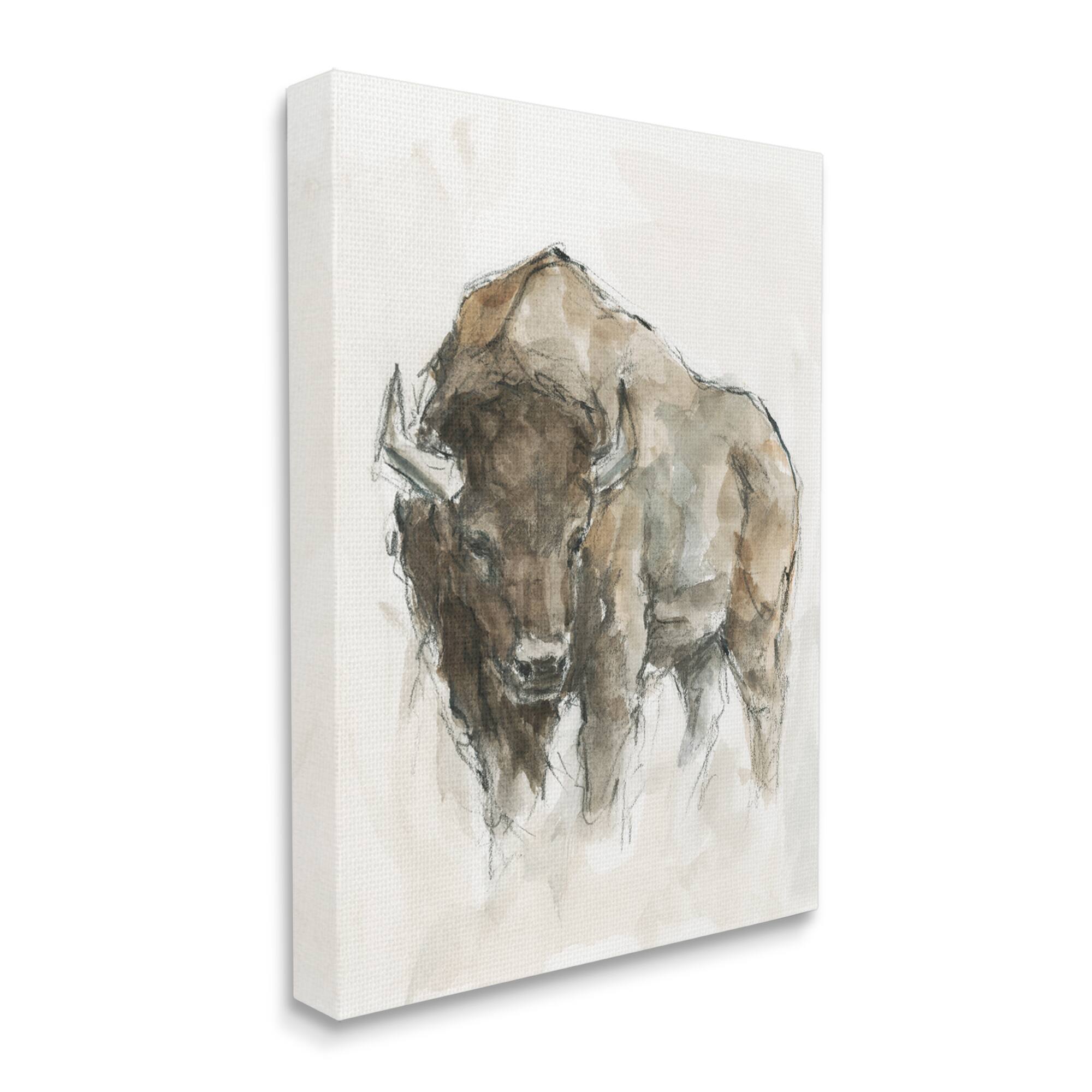 Stupell Industries Western American Buffalo Brown Country Animal Canvas Wall Art