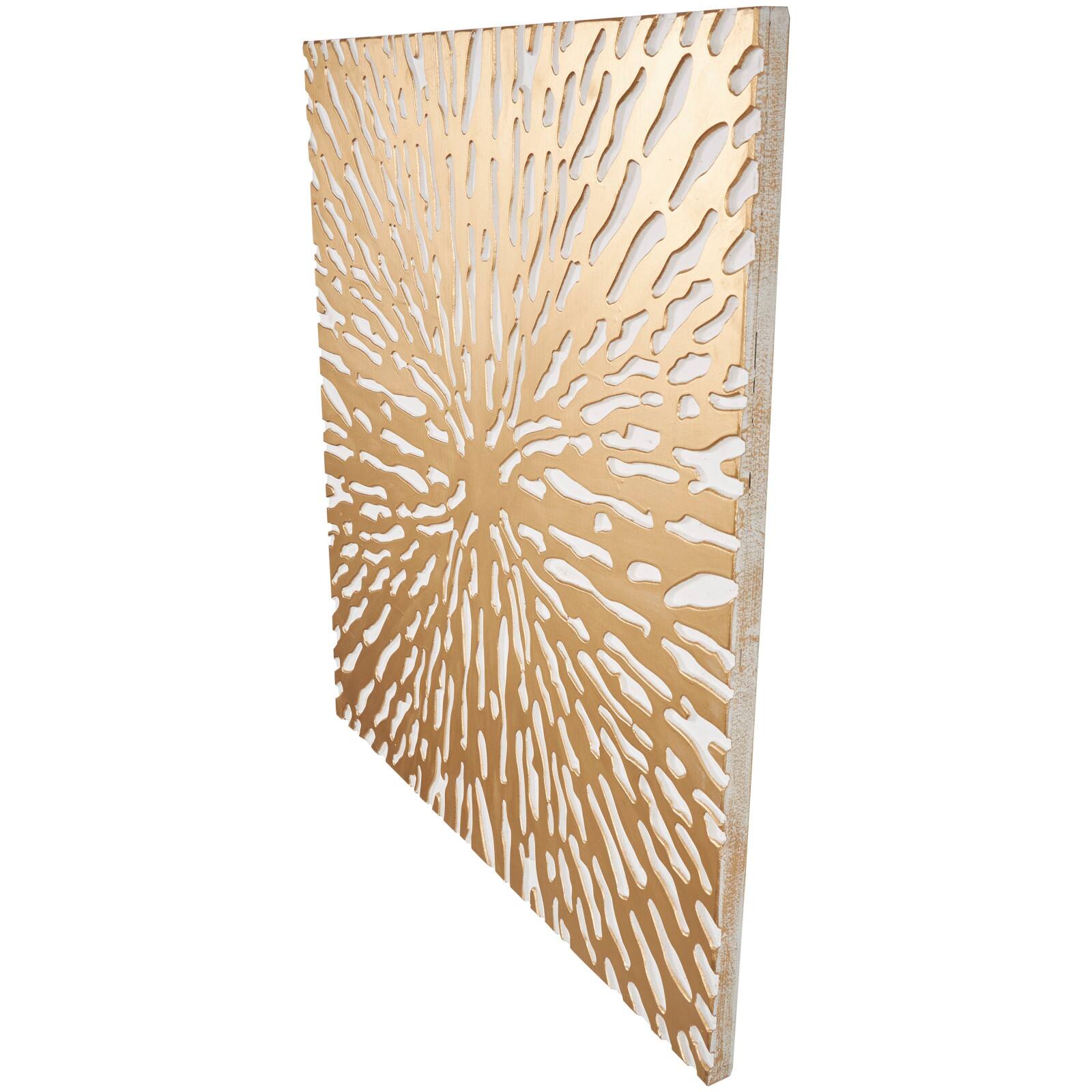 Gold & White Abstract Starburst Carved MDF Wall Décor