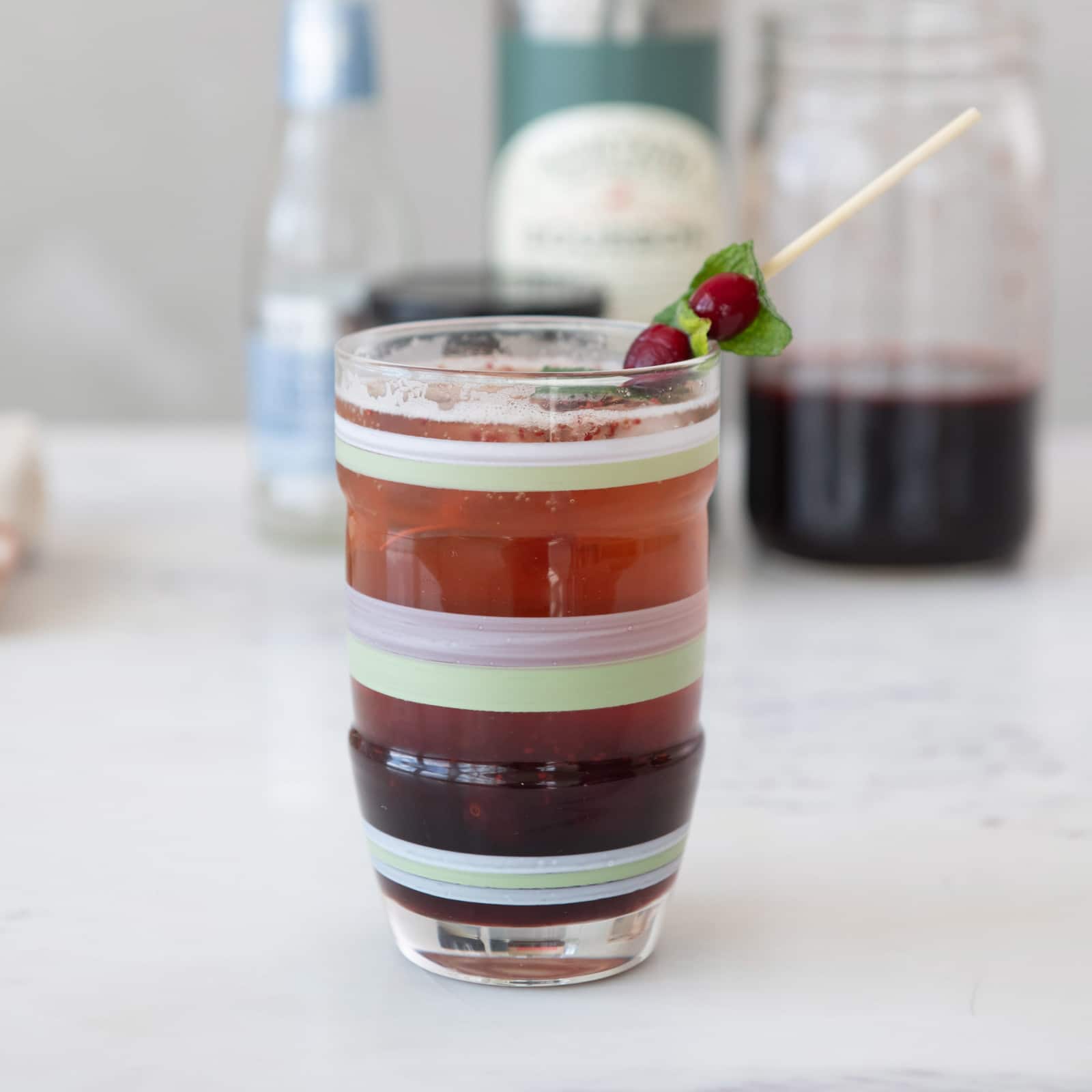 Hello Honey® 5" Green & White Striped Drinking Glass, 4ct.