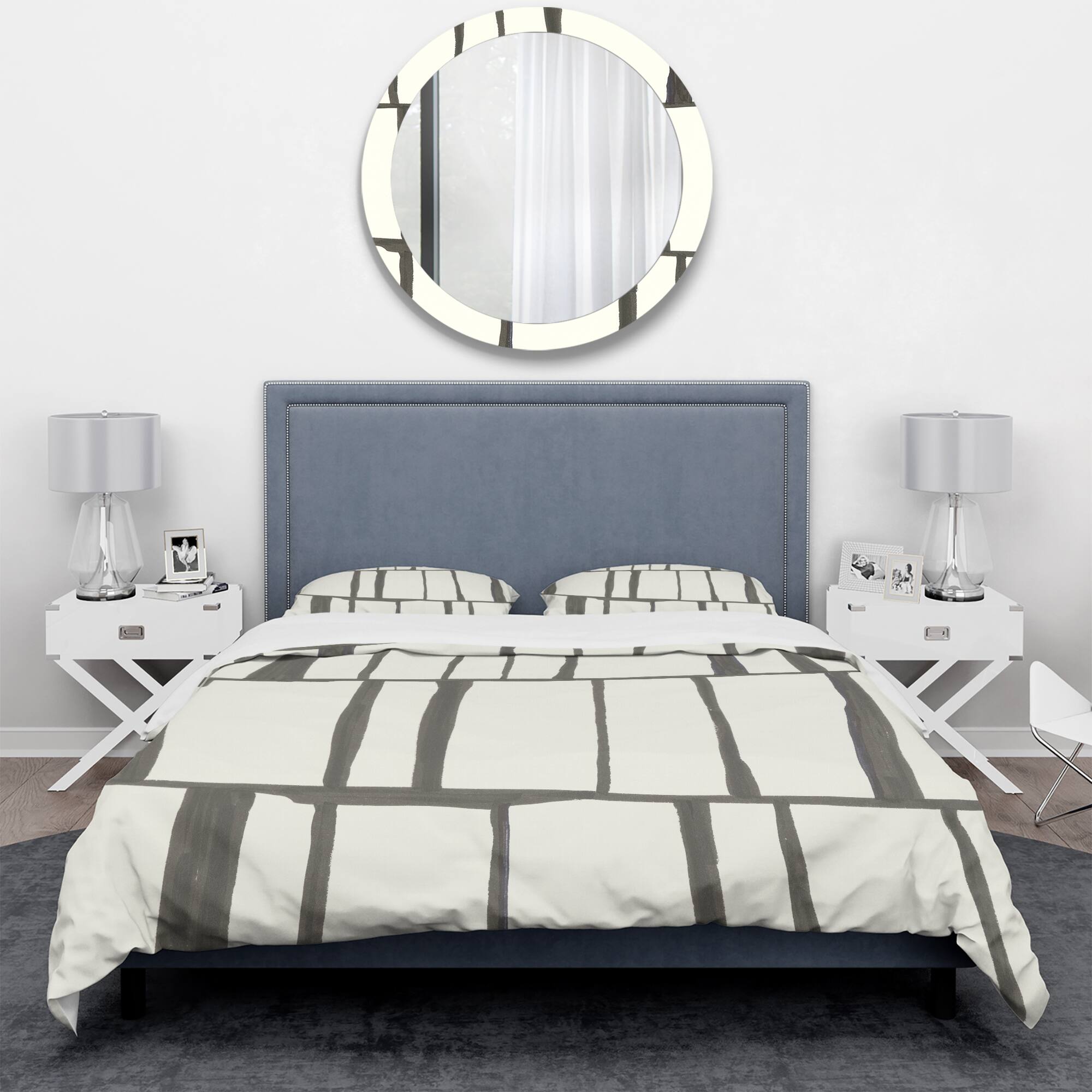 Designart 'minimalist black and white I' Geometric Bedding Set