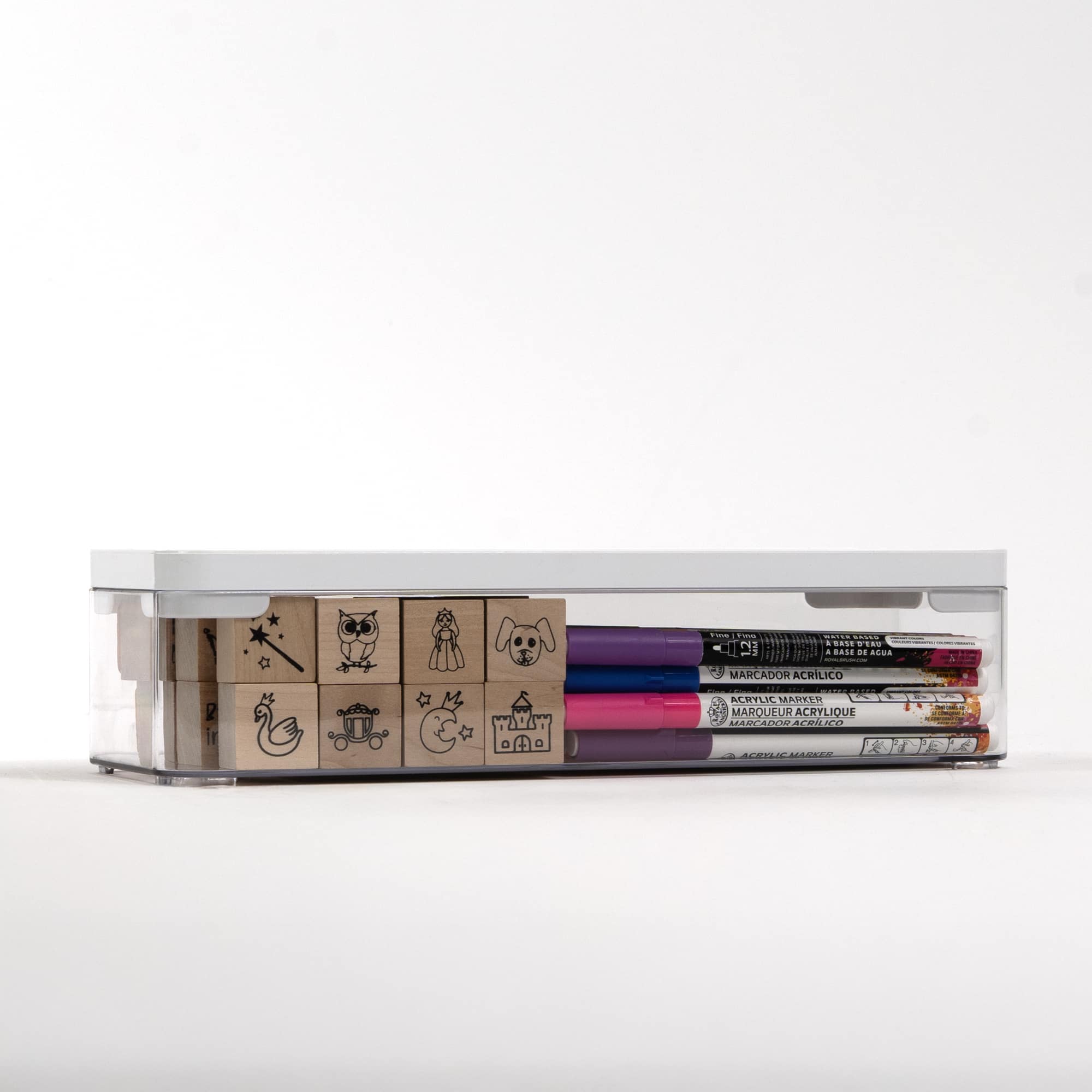 Everything Mary Large Clear Plastic Storage Box with White Lid