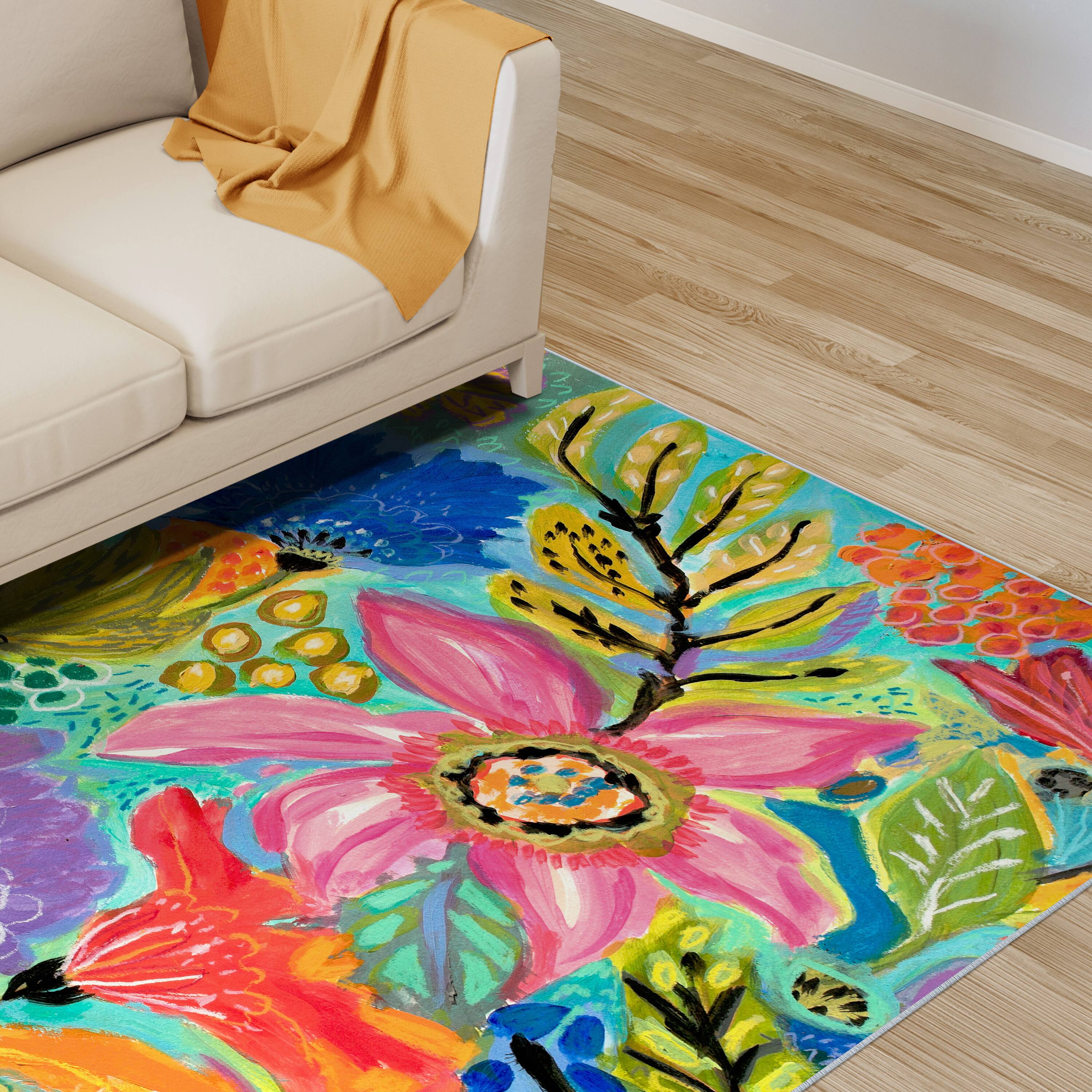 Empire Art Direct 5ft. x 7.5ft. Secret Garden Floral II B Tapis D'Art Washable Area Rug