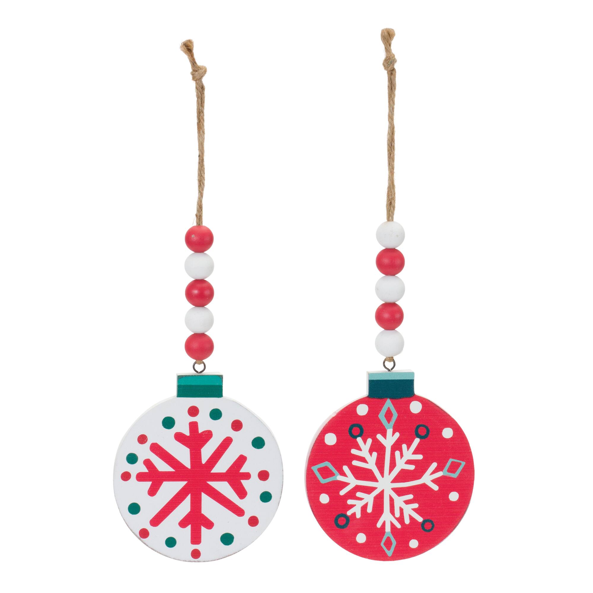 12ct. 14" Wood Beaded Snowflake Ornament Set
