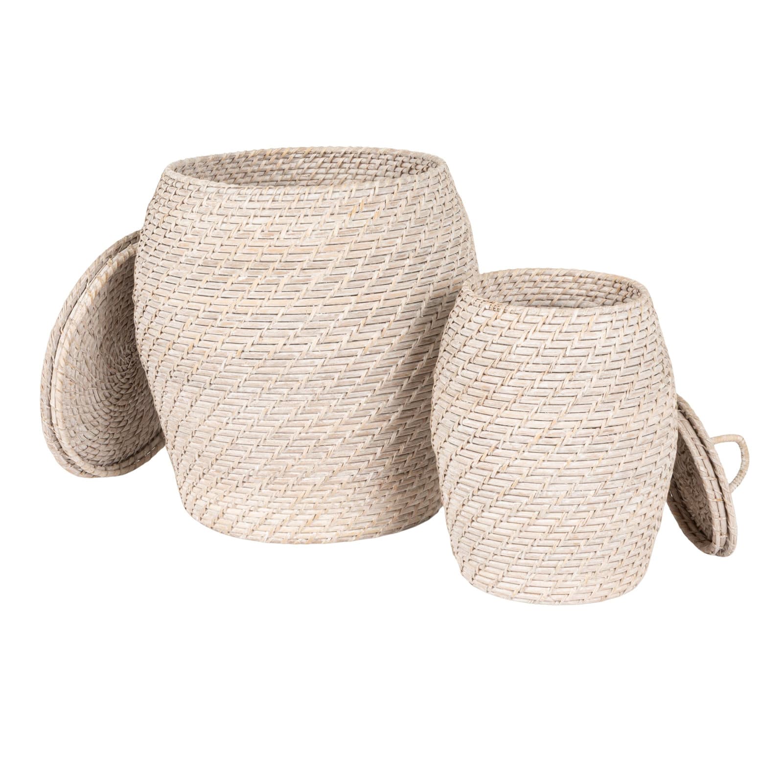 Hello Honey® Whitewashed Rattan Basket with Lids Set