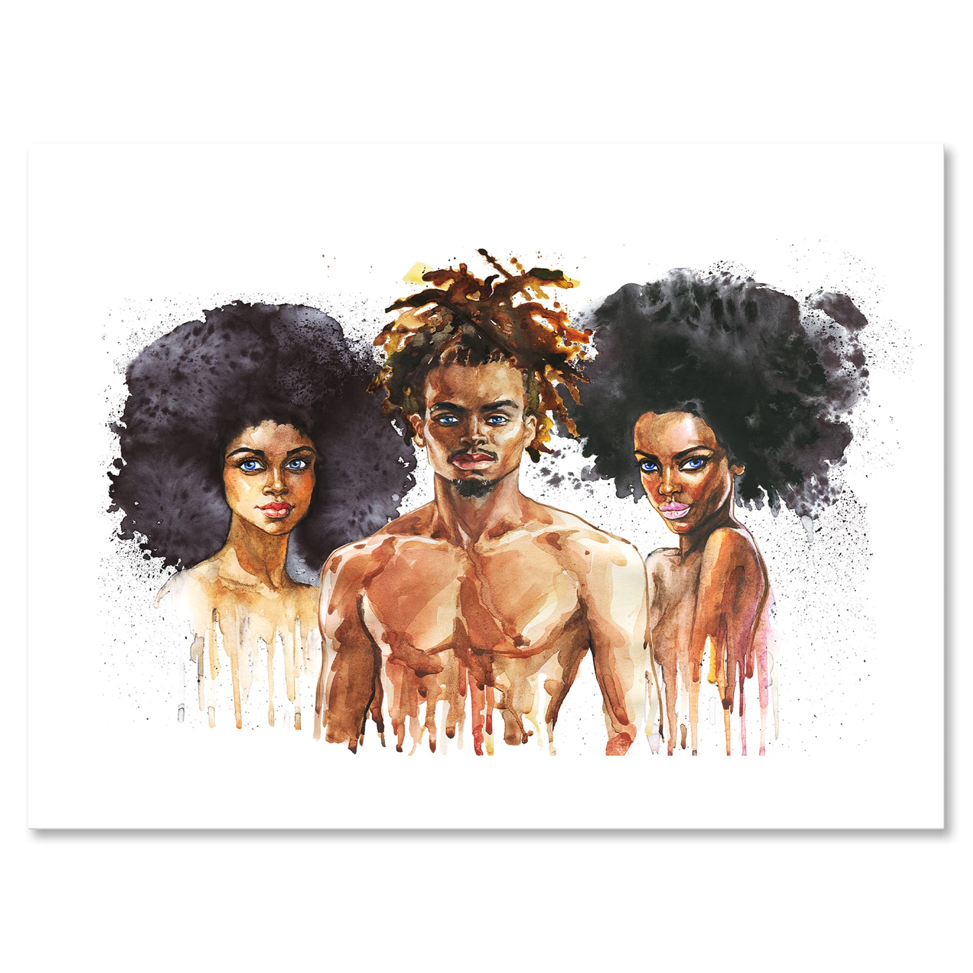 Designart - African American Fashion Portraits - Glam Canvas Wall Art Print