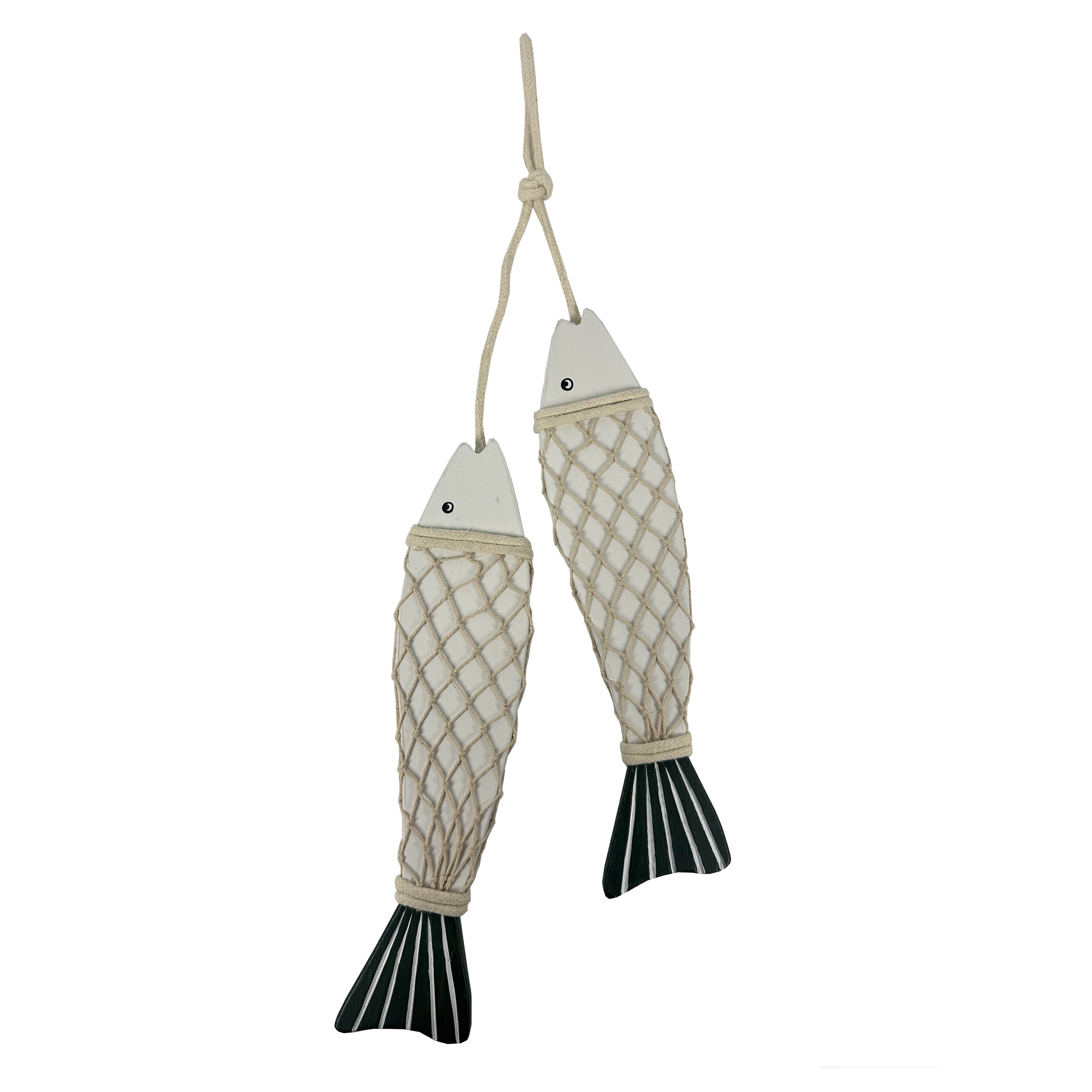 12" Green Netted Fish Wood Wall Décor by Celebrate It™