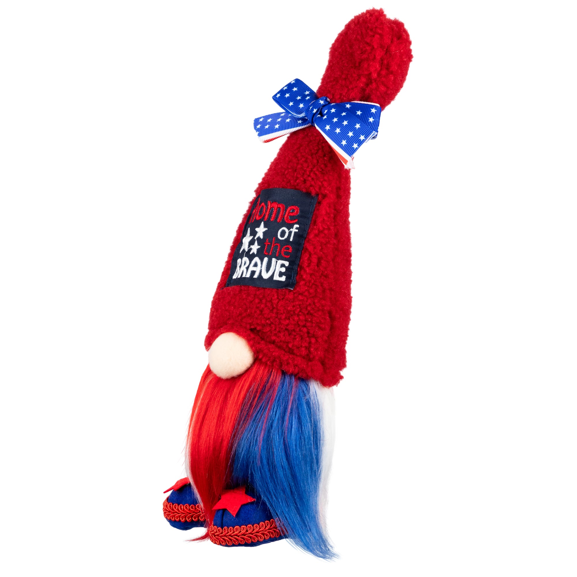 Home of the Brave Patriotic Gnome Decoration - 13" - Red and Blue