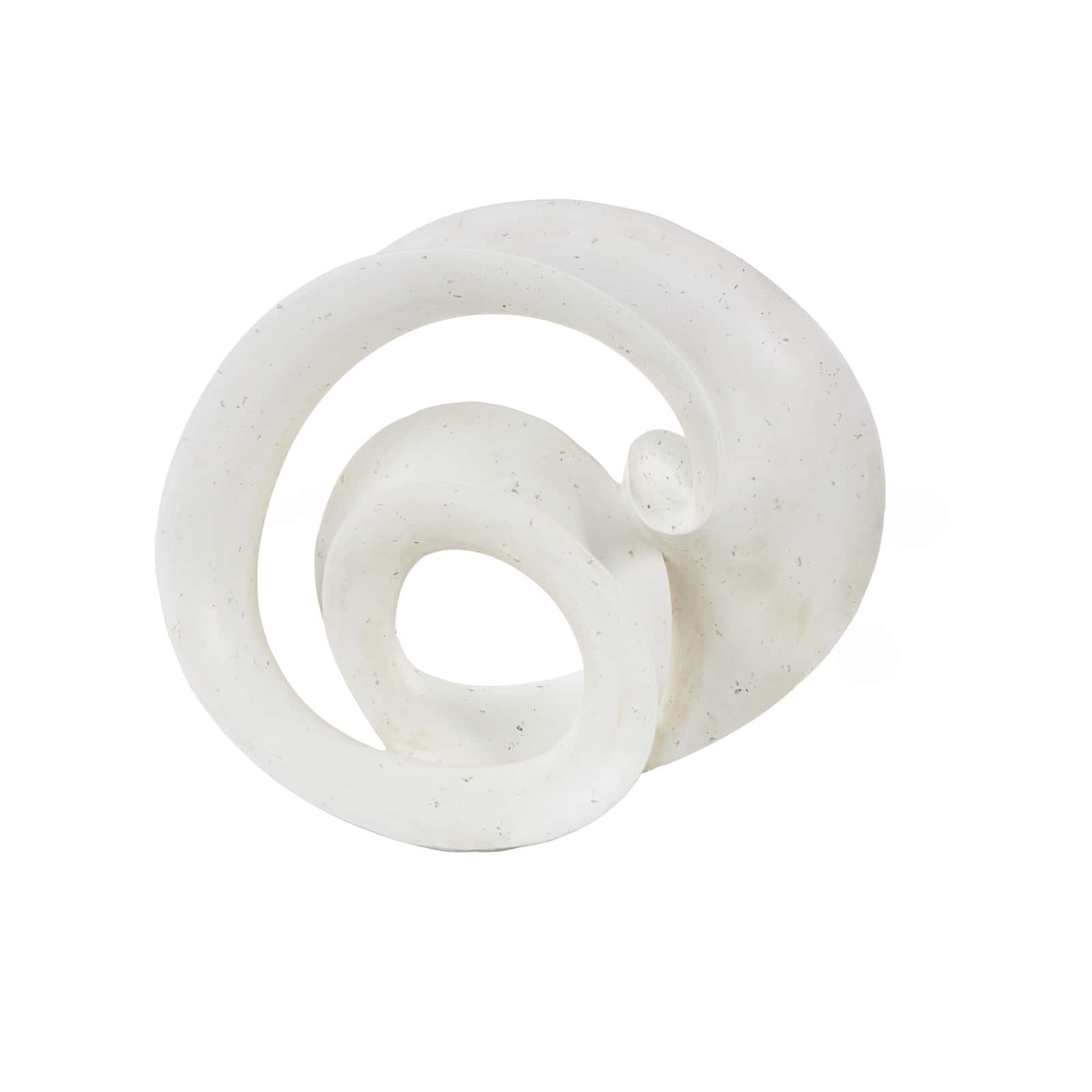 19.75" White Abstract Wavy Shaped Decorative Sculpture with Cutouts & Speckled Texturing