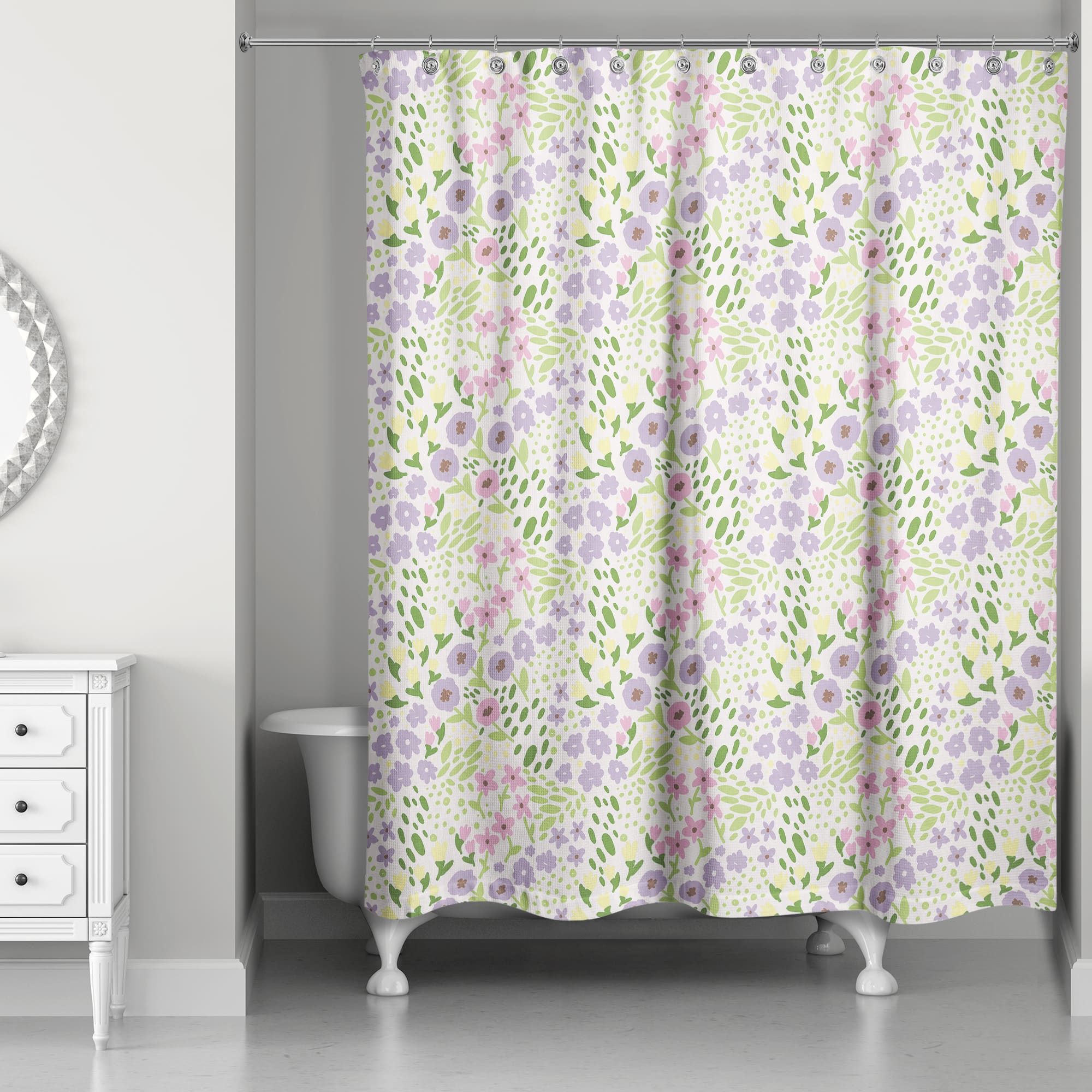 Whimsical Spring Floral Shower Curtain 71" x 74" Shower Curtain