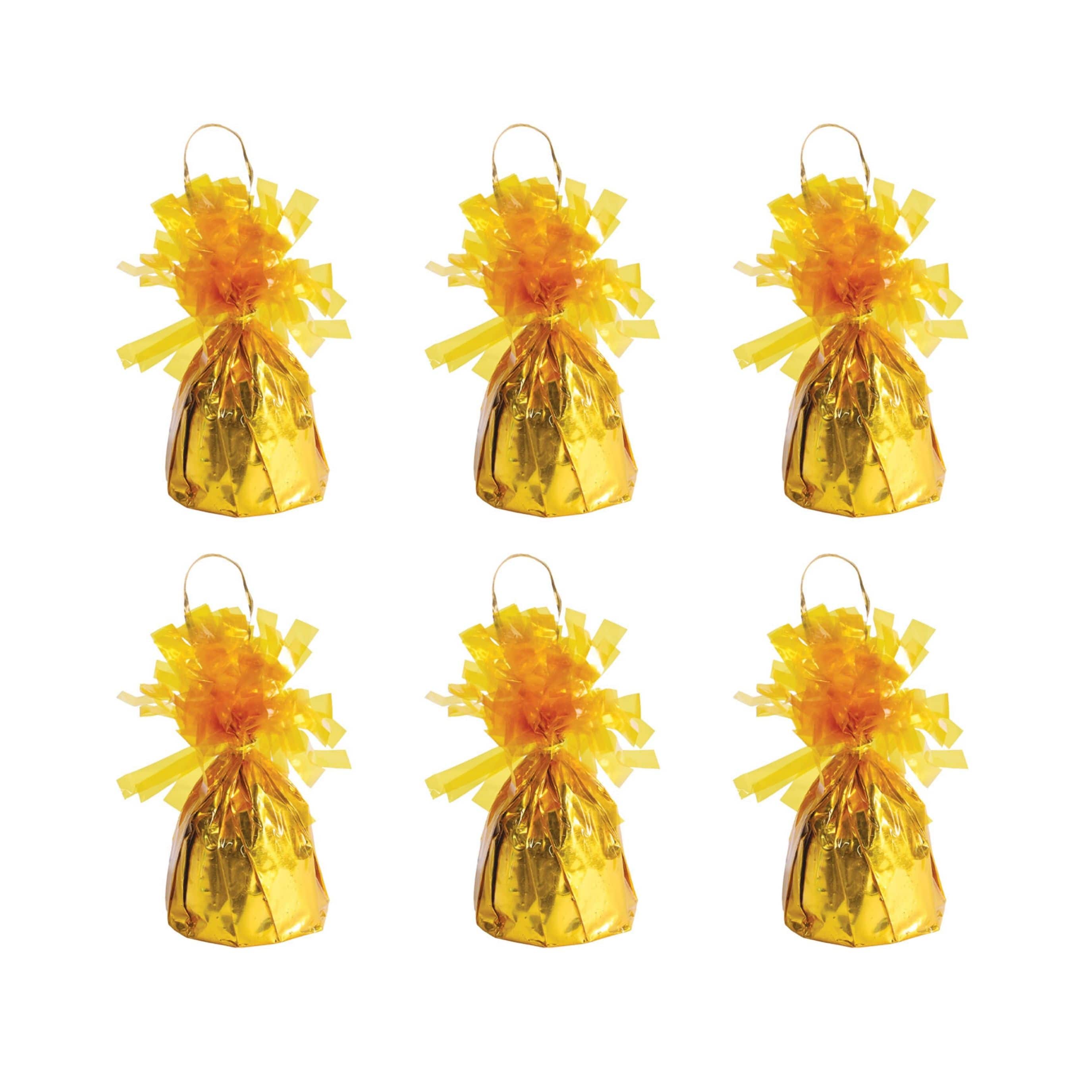 Beistle 6oz. Yellow Metallic Wrapped Balloon Weights, 6ct.