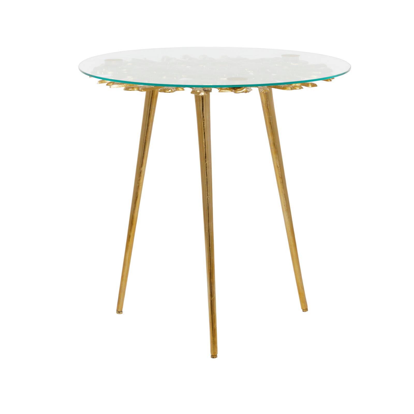 Gold Aluminum Modern Accent Table, 22" x 22" x 22"