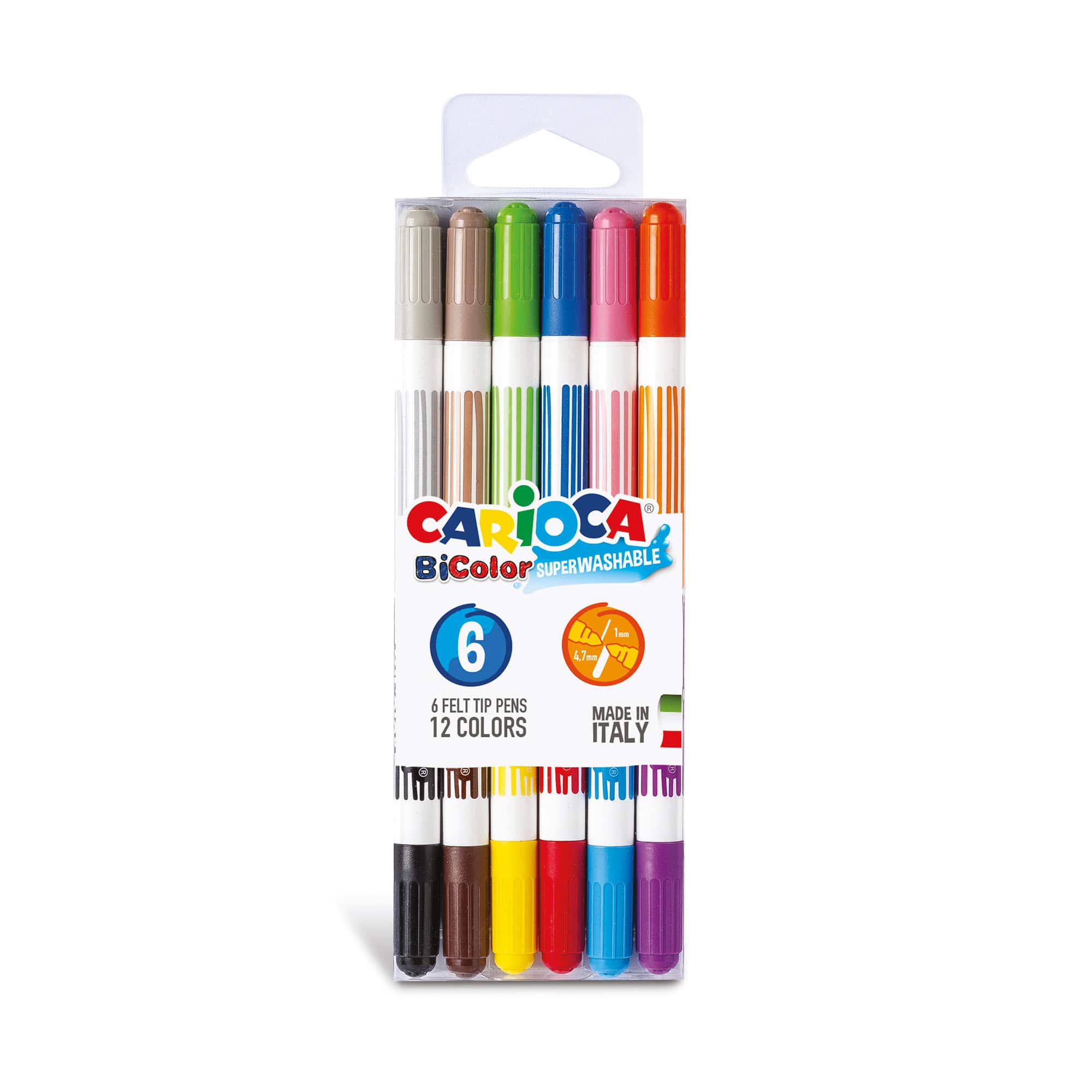 CARIOCA® 4.7mm 6 Bicolor Washable Felt Tip Pen Set
