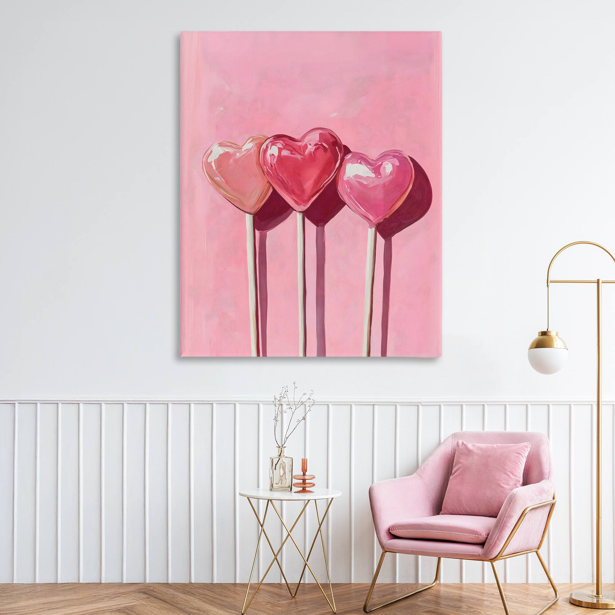 Stupell Industries Three Lollipops on Pink Canvas Wall Art