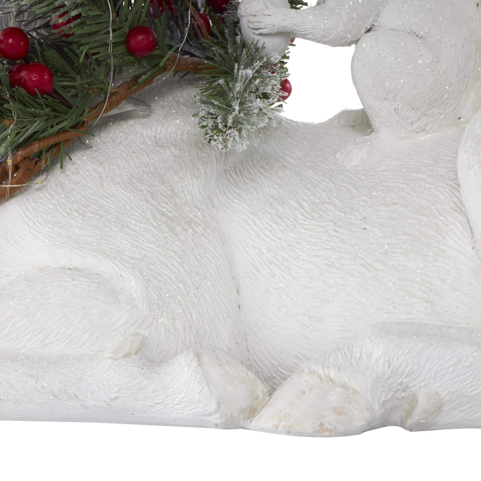 23" White Reindeer with Woodland Animals Sculpture