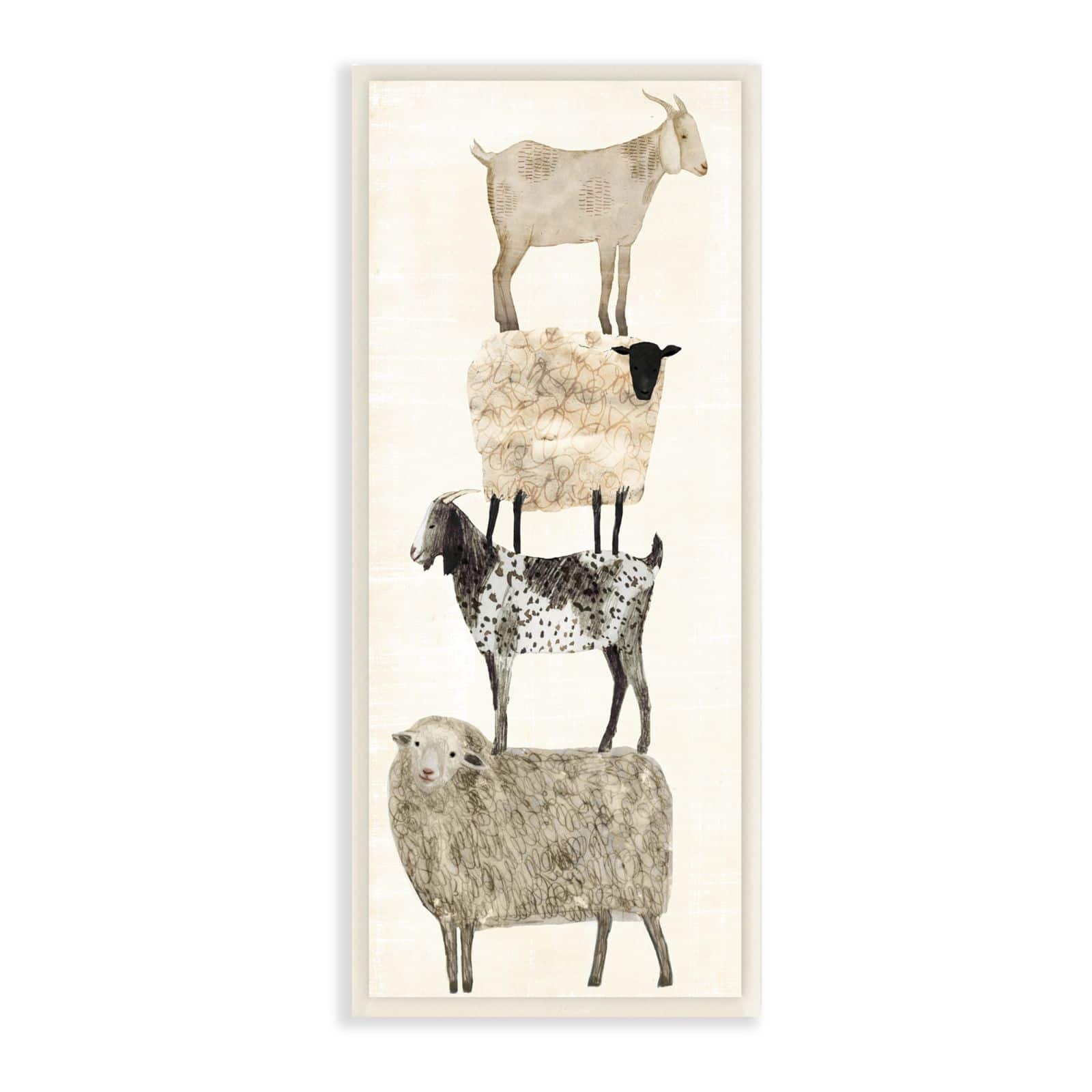 Stupell Industries Fun Stacked Sheep and Goats Farm Animals Wood Wall Plaque