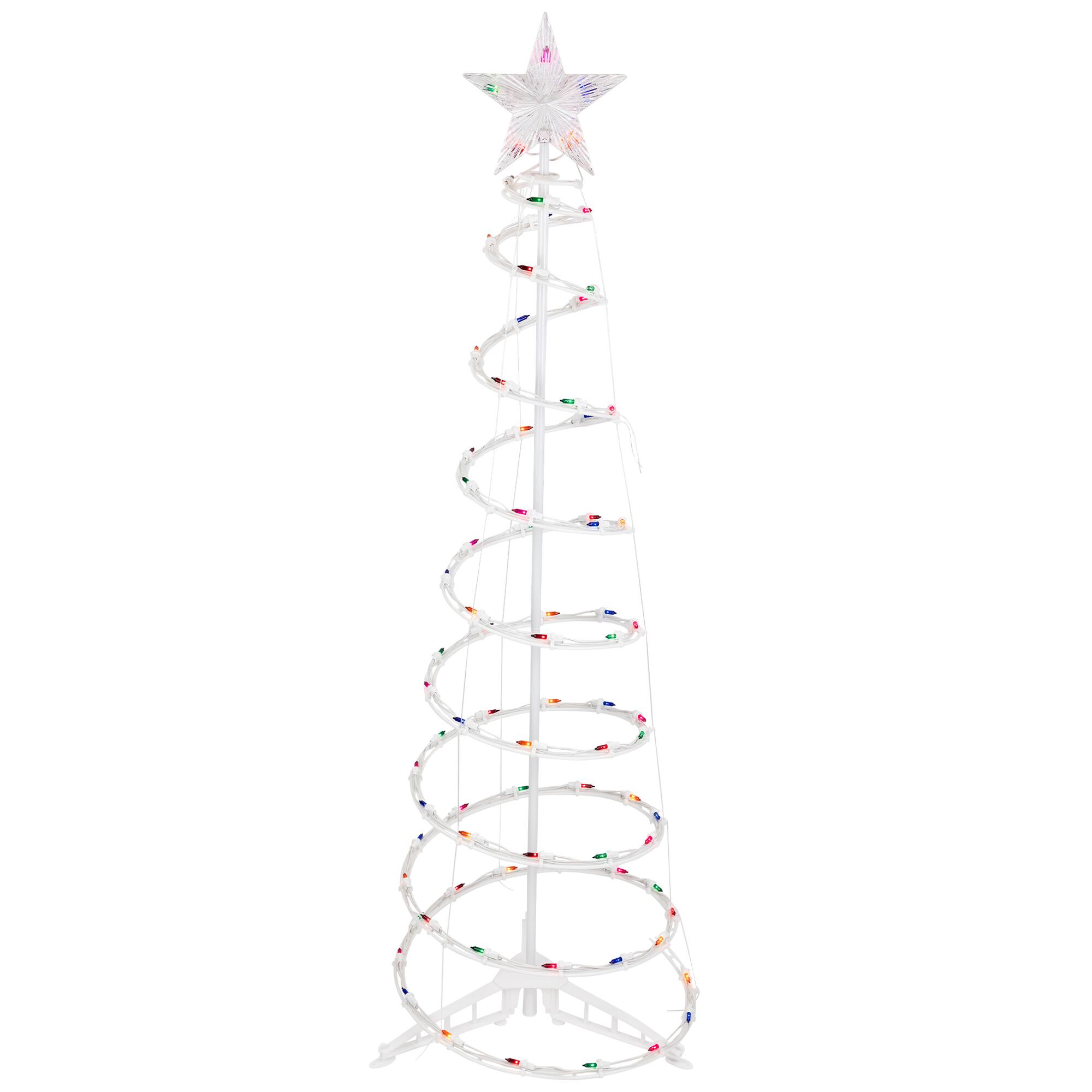 4ft Lighted Spiral Christmas Tree with Star Tree Topper  Multi Lights