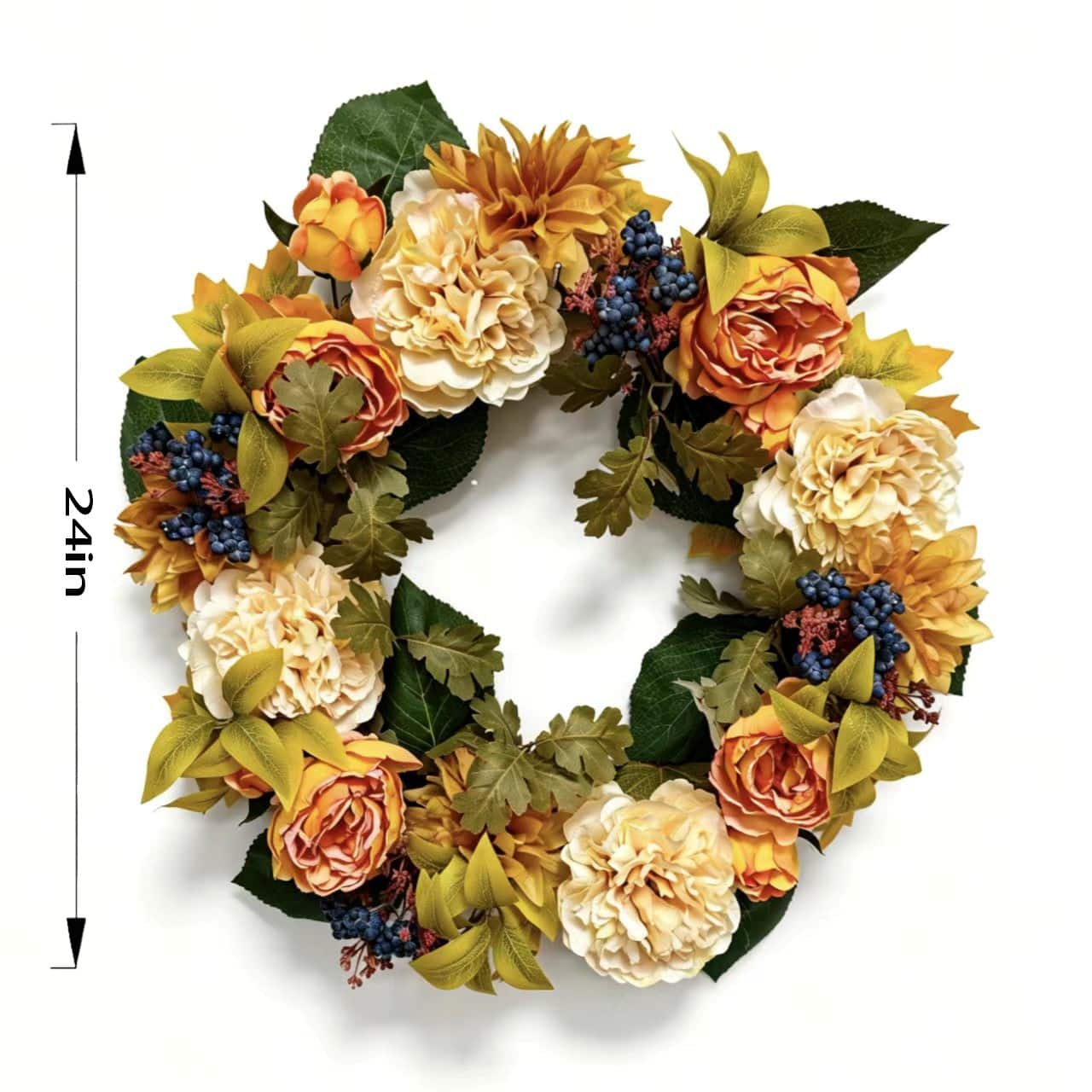 24" Orange & Cream Rose Wreath by Ashland®