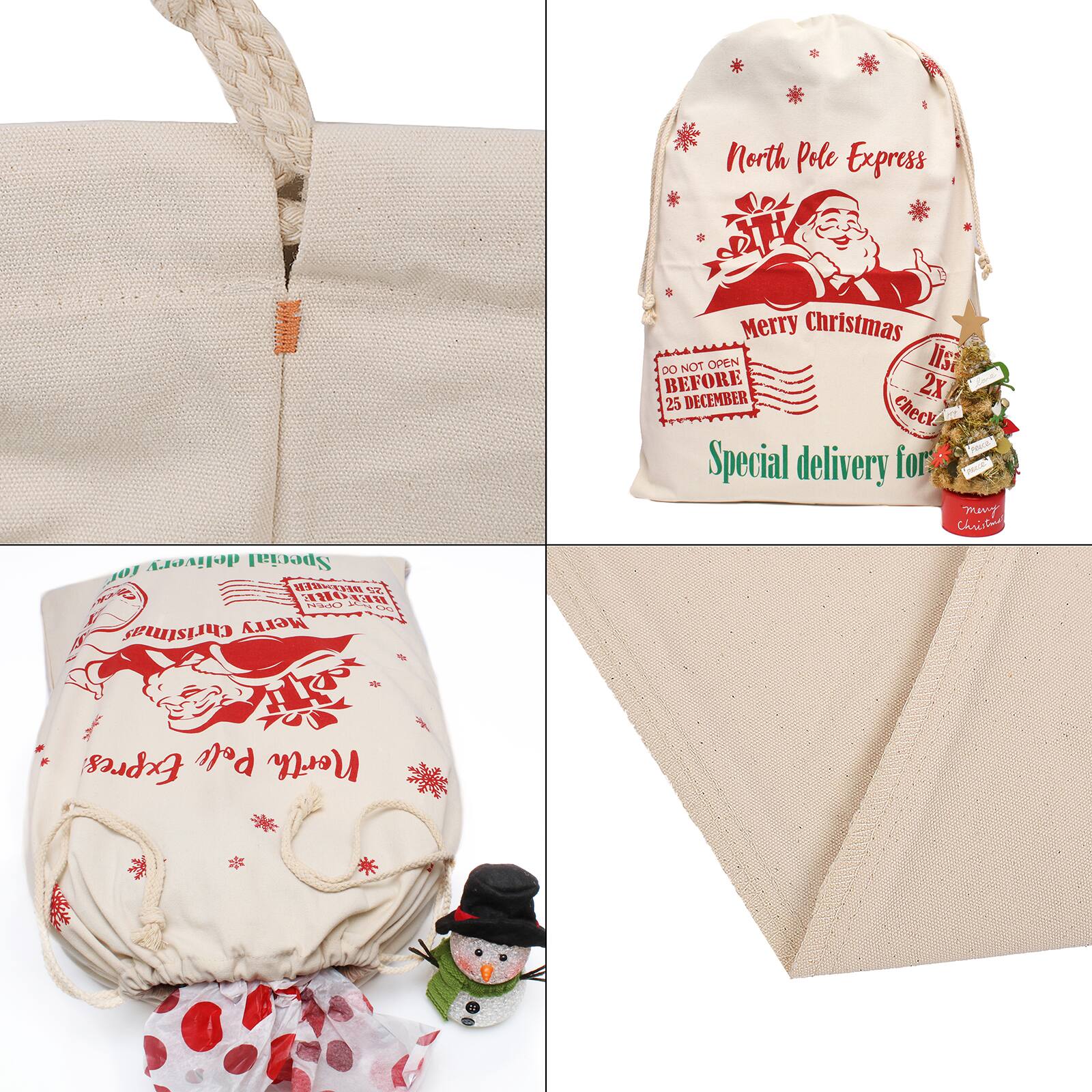 Personality Case™ 19" x 26" North Pole Express Merry Christmas Cotton Drawstring Bag