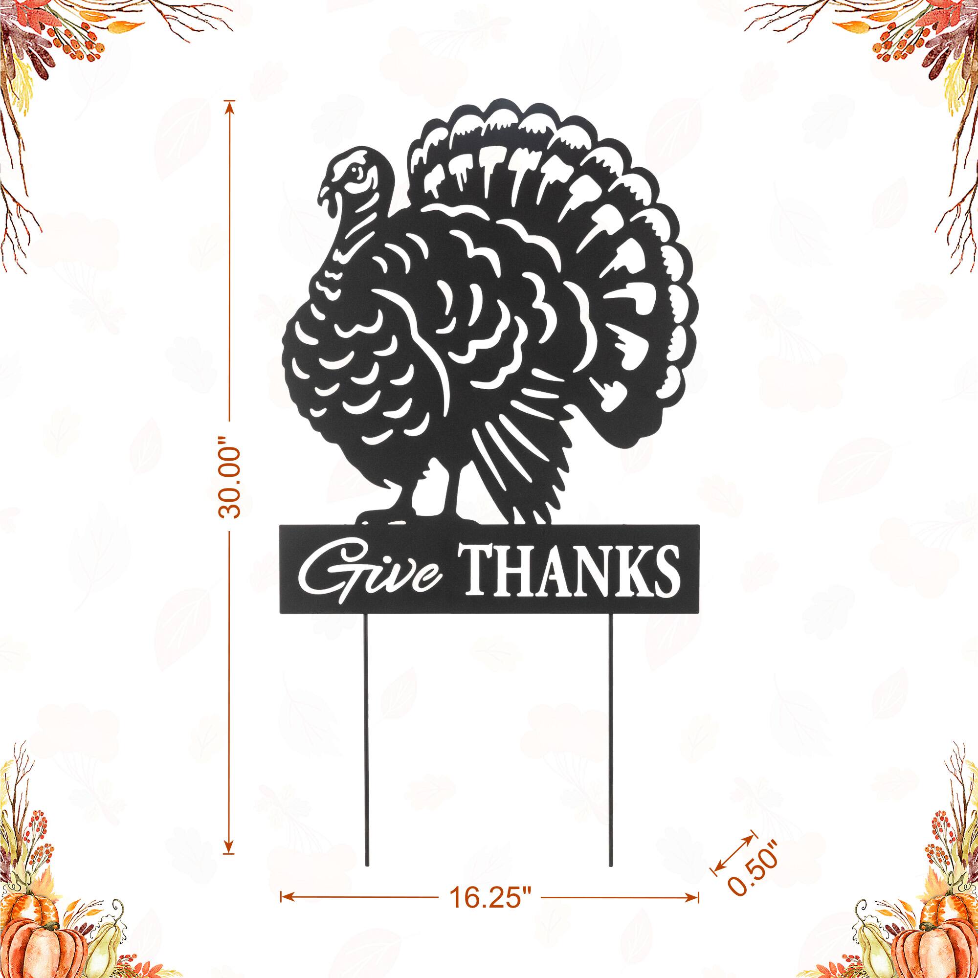 Glitzhome® 30" Thanksgiving Metal Silhouette Turkey Yard Stake