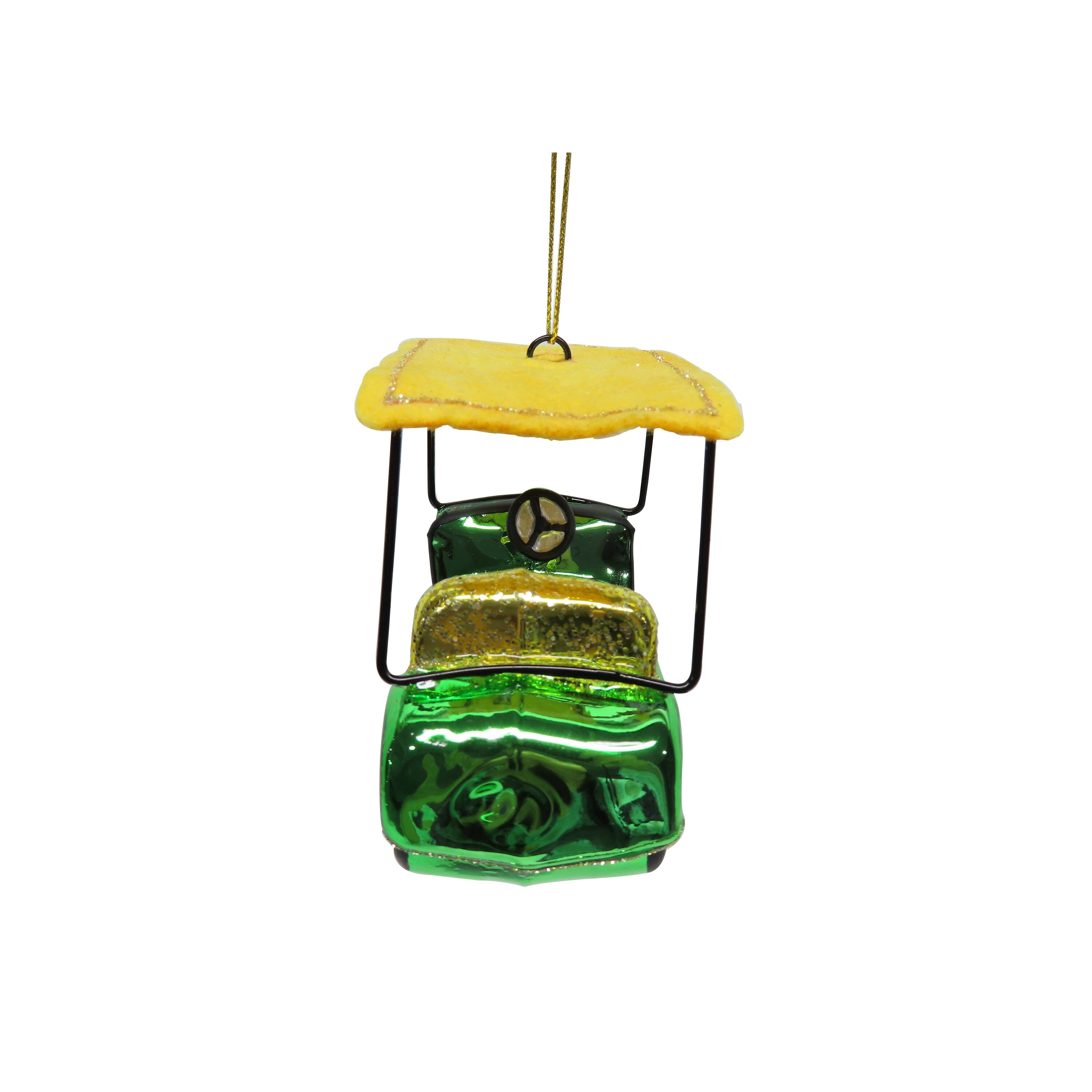 4.25" Green Golf Cart Hand Painted Glass Ornament by Ashland®