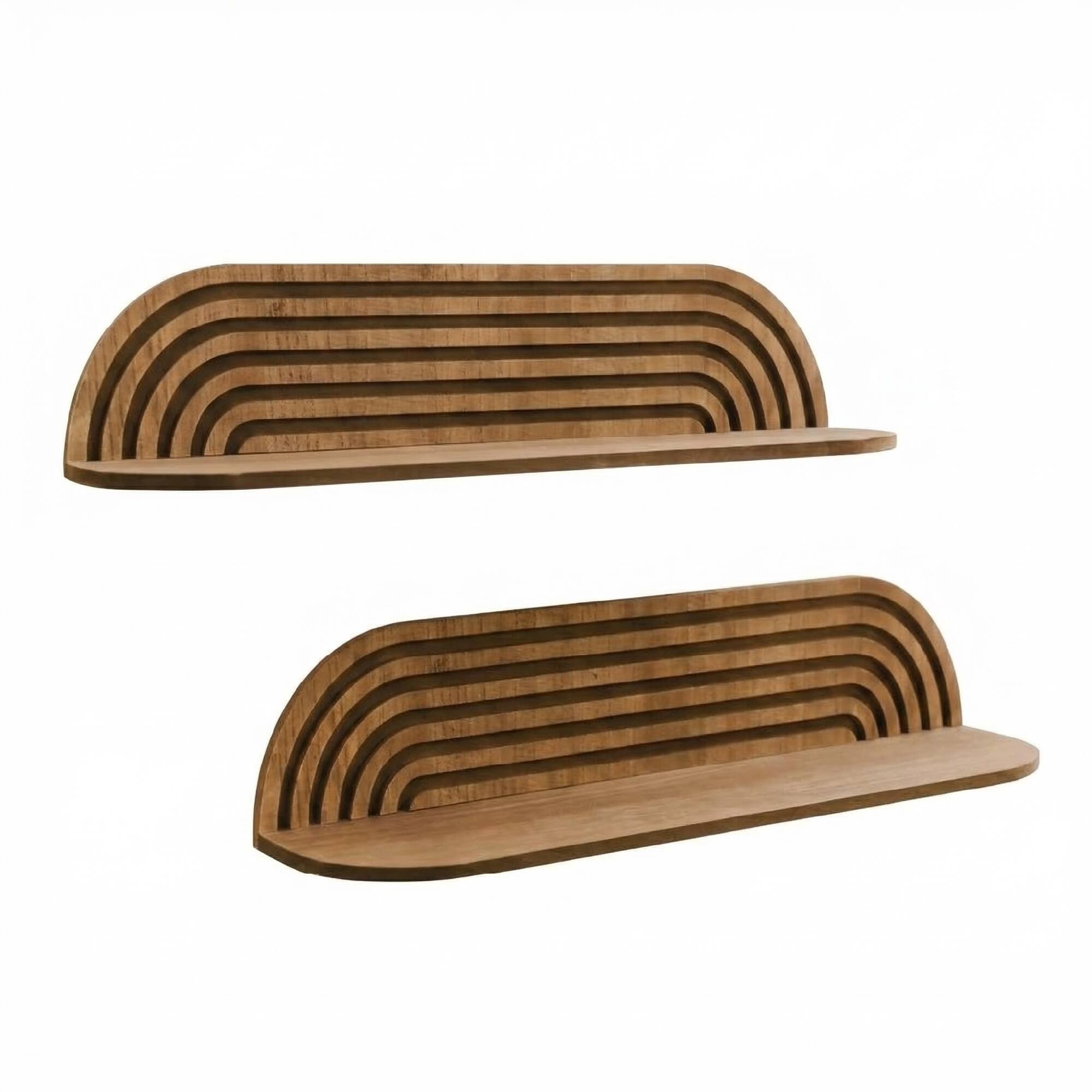 American Art Decor Dark Walnut Floating Wall Shelves Set