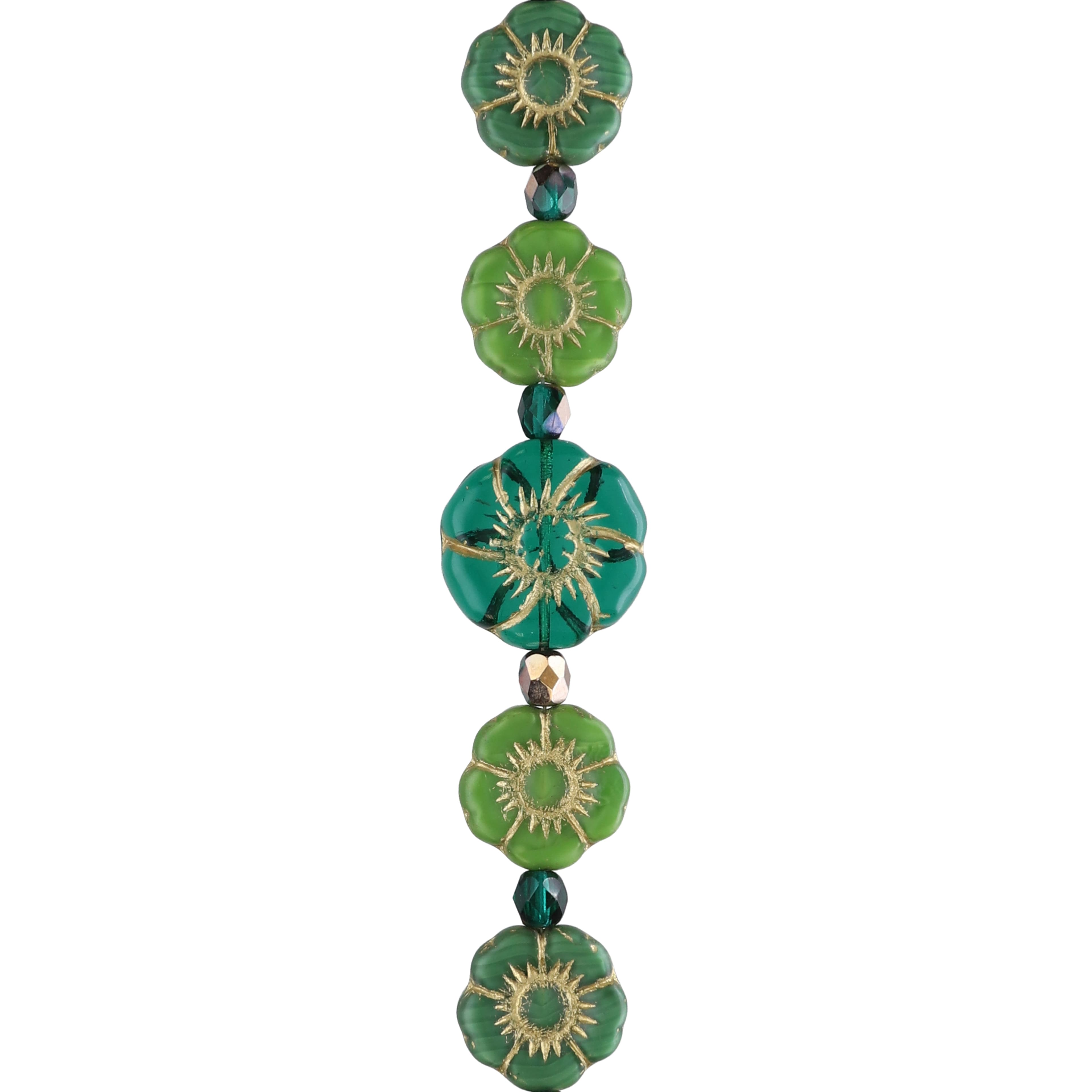 6 Packs: 15 ct. (90 total) Green Hibiscus Czech Glass Flower Bead Mix by Bead Landing™