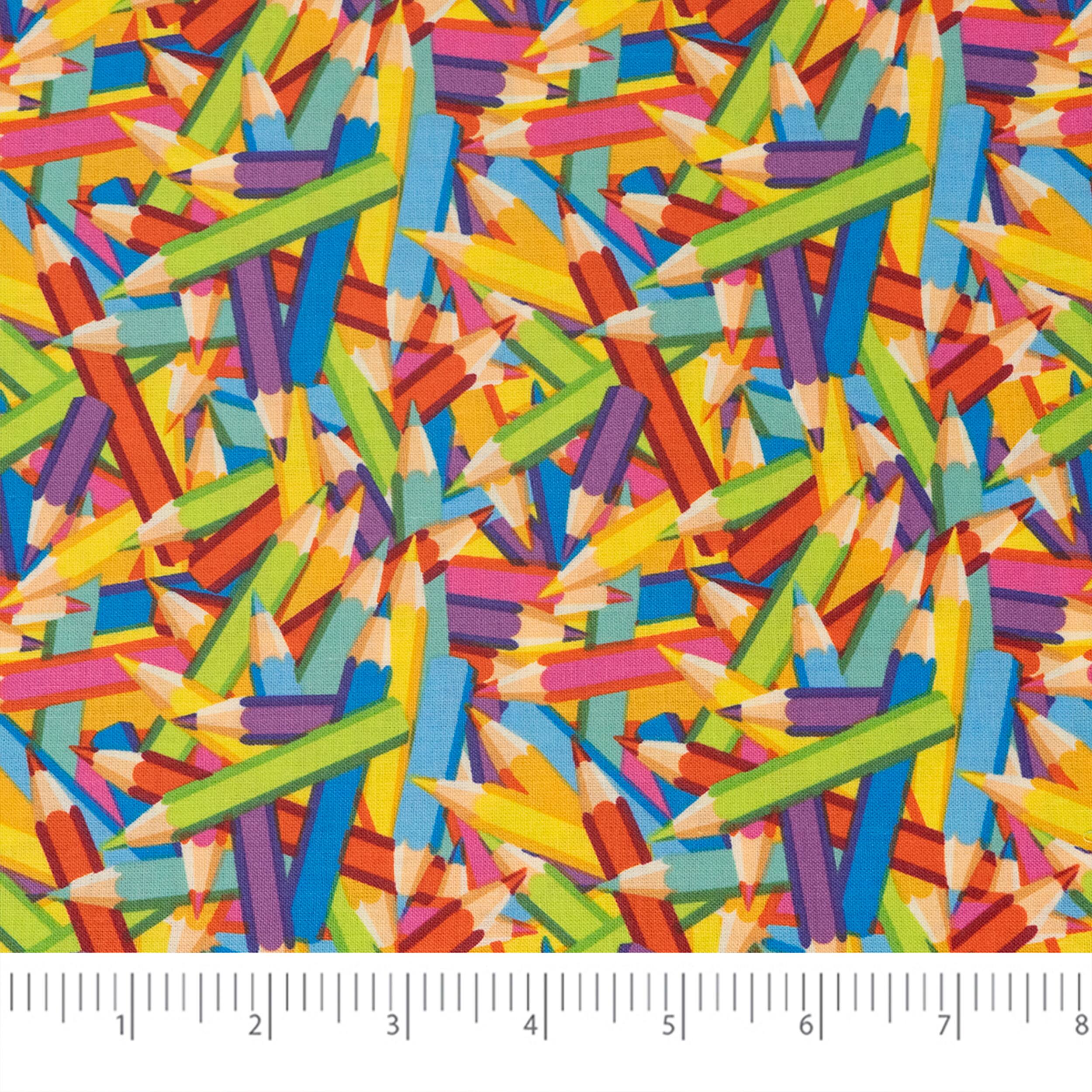 SINGER Rainbow Packed Colored Pencils Cotton Fabric