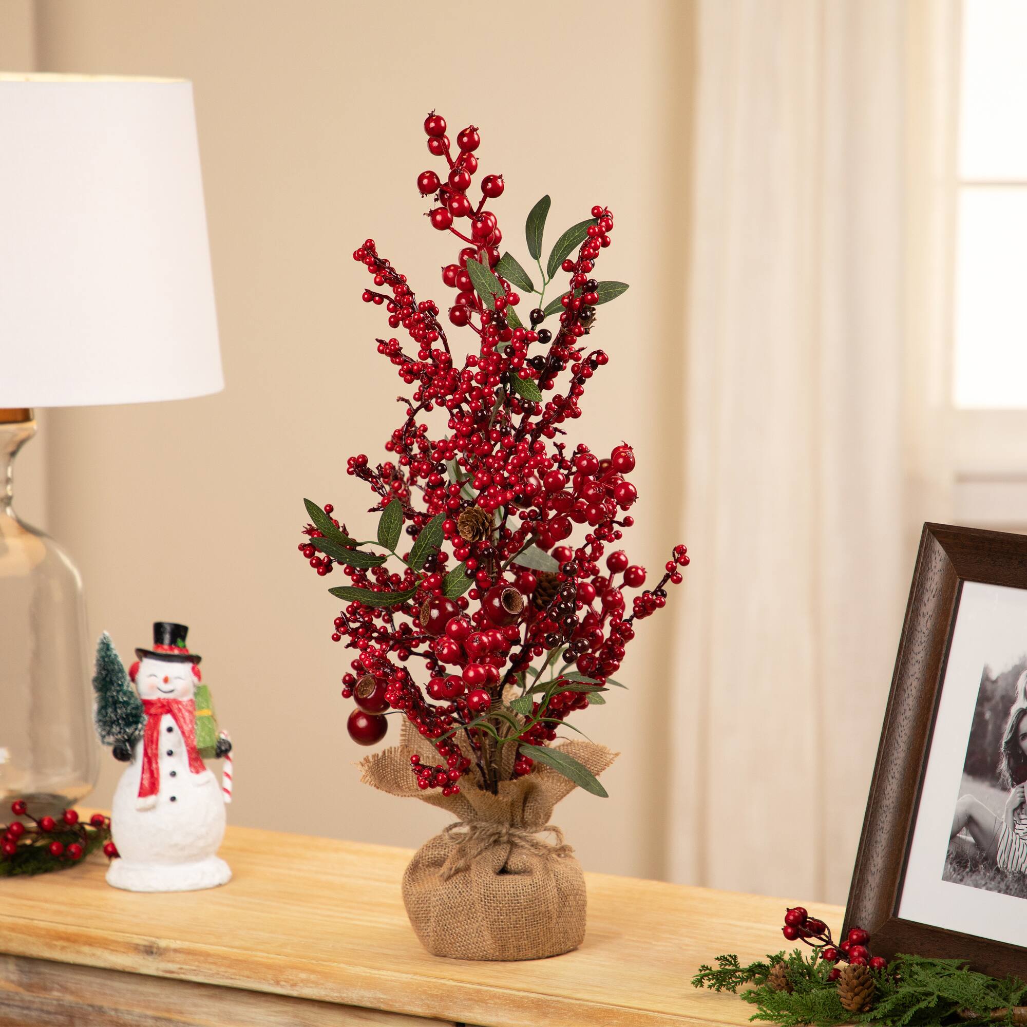 Northlight 24" Unlit Berry, Apple & Pinecone Artificial Christmas Tree in Burlap Base