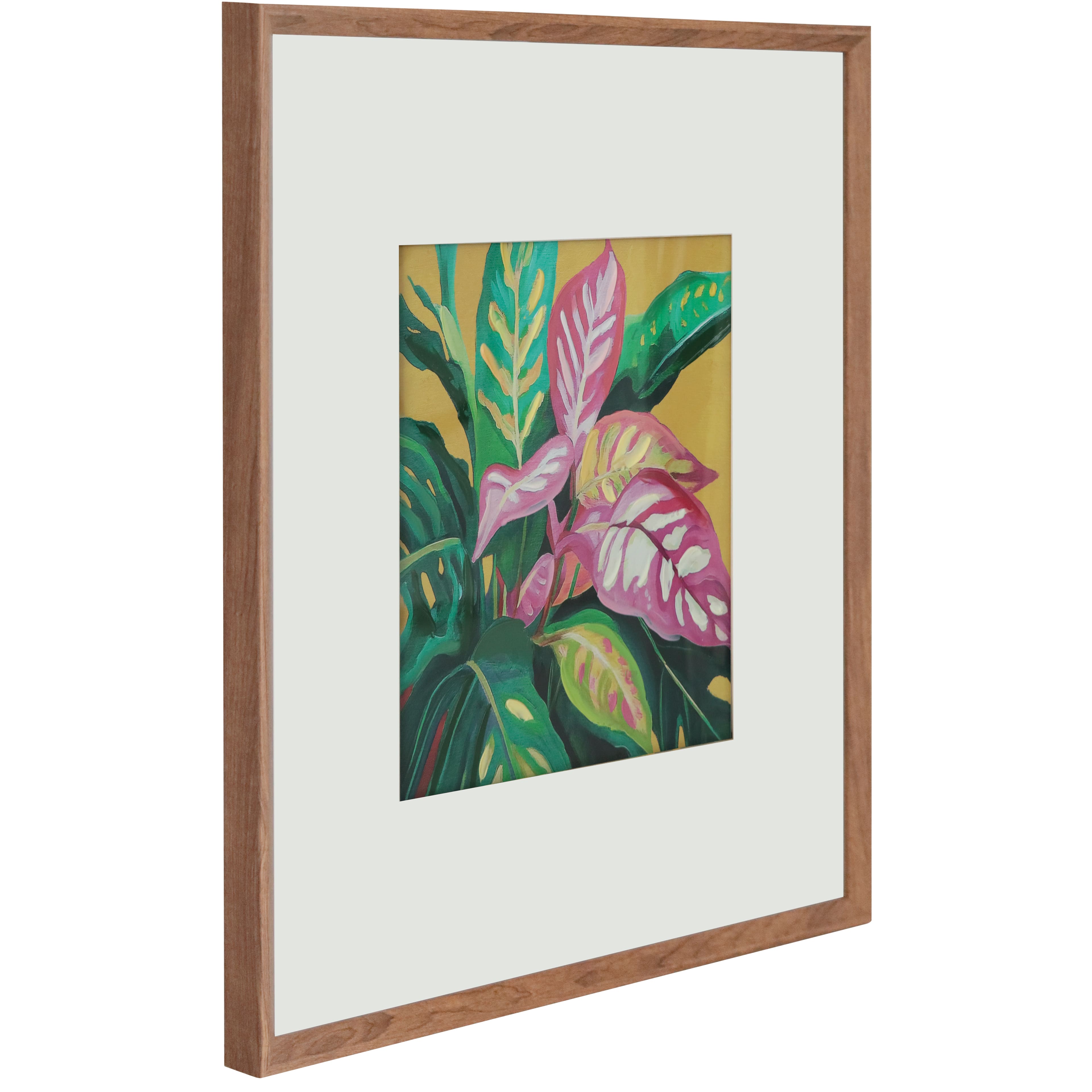 20" x 20" Vibrant Jungle Leaves Wall Décor in Woodgrain Frame by Ashland®