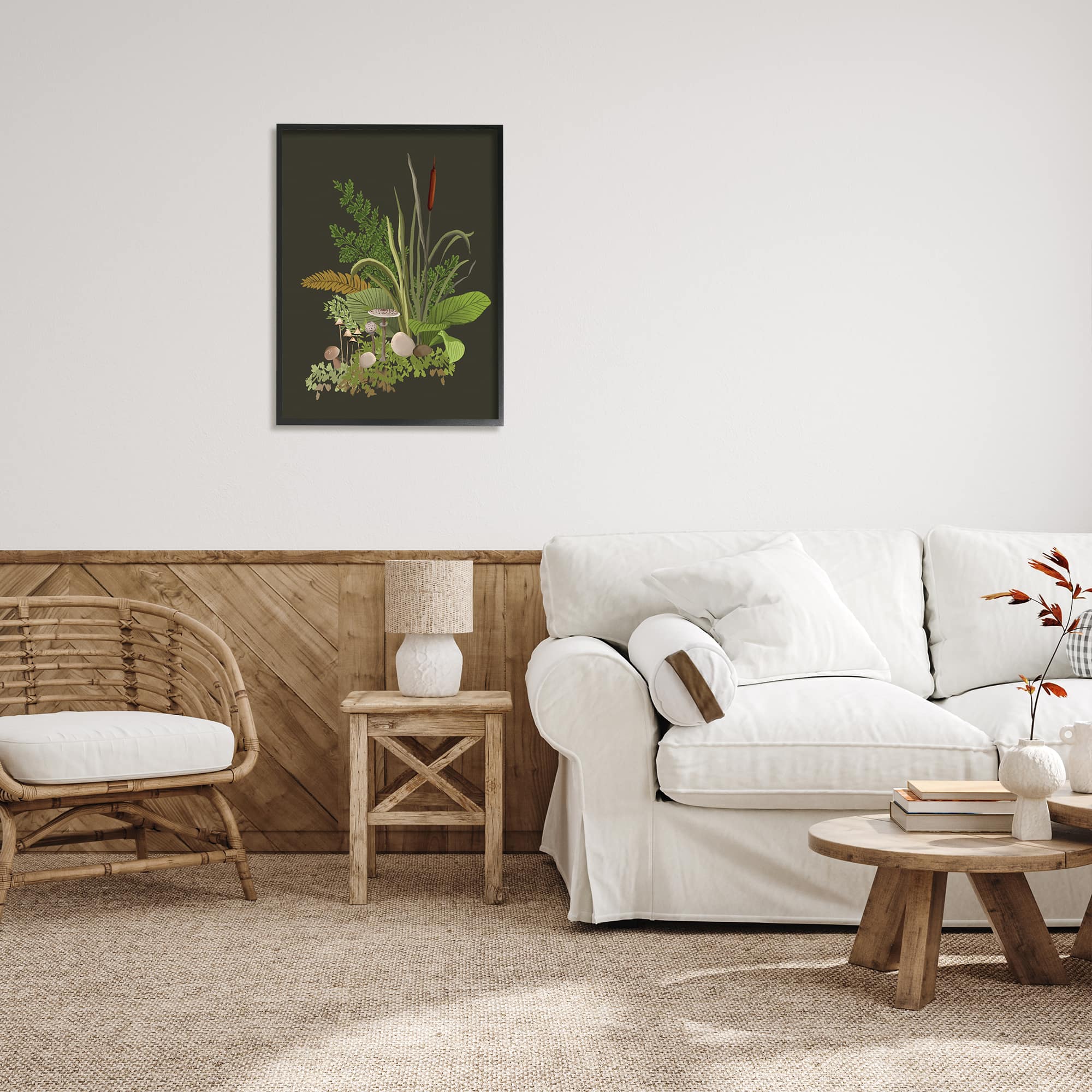 Stupell Industries Natural Forest Floor Mushrooms Ferns Framed Giclee Art